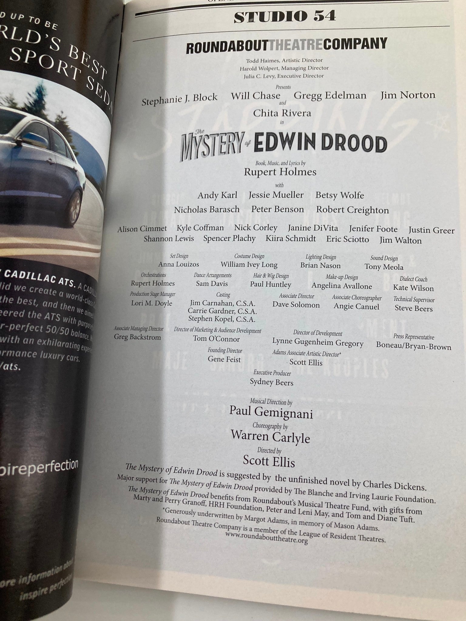 2012 Playbill Studio 54 Will Chase, Chita Rivera in The Mystery of Edwin Drood