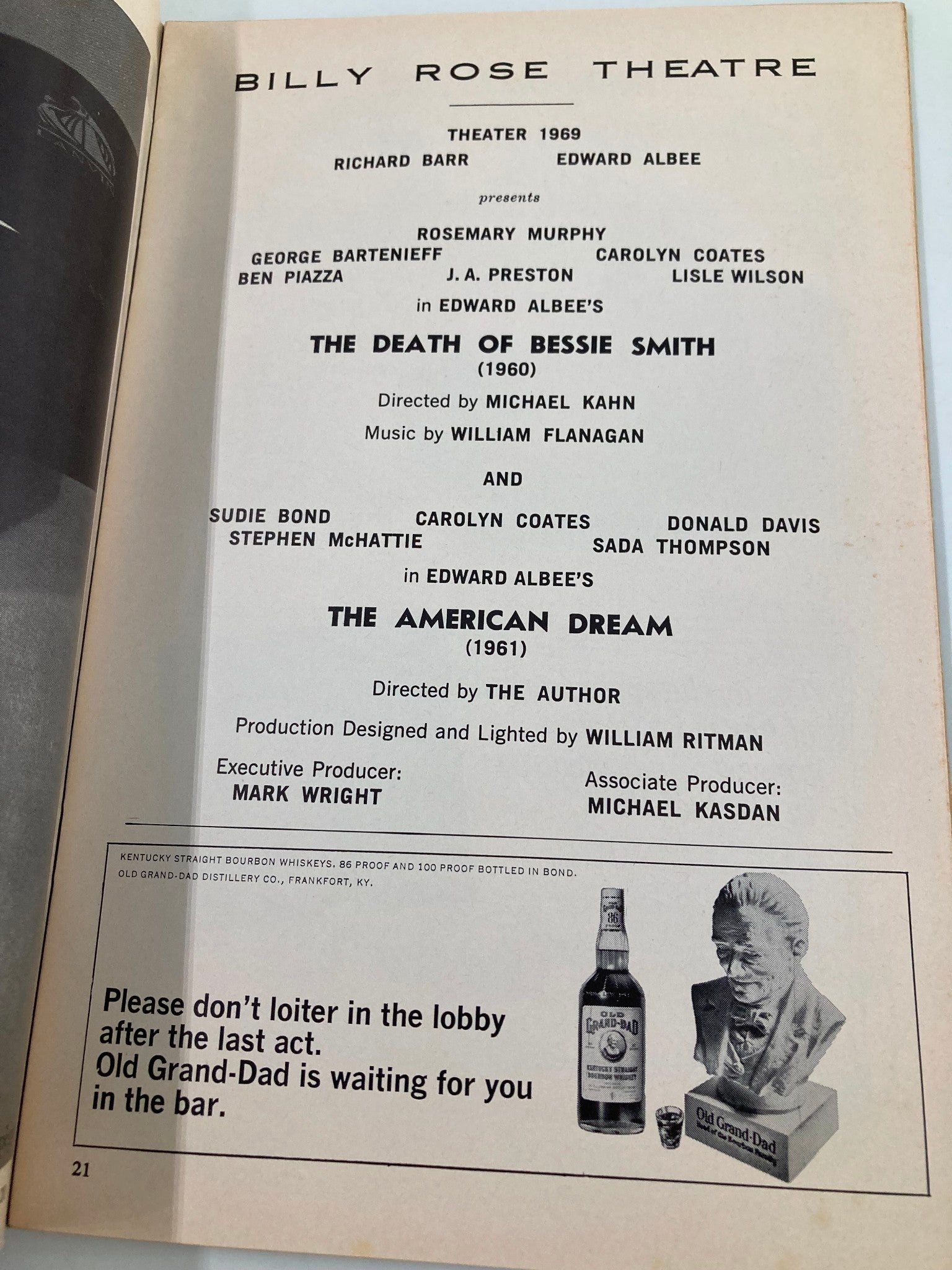 1968 Playbill Billy Rose Theatre Rosemary Muprhy in The Death of Bessie Smith