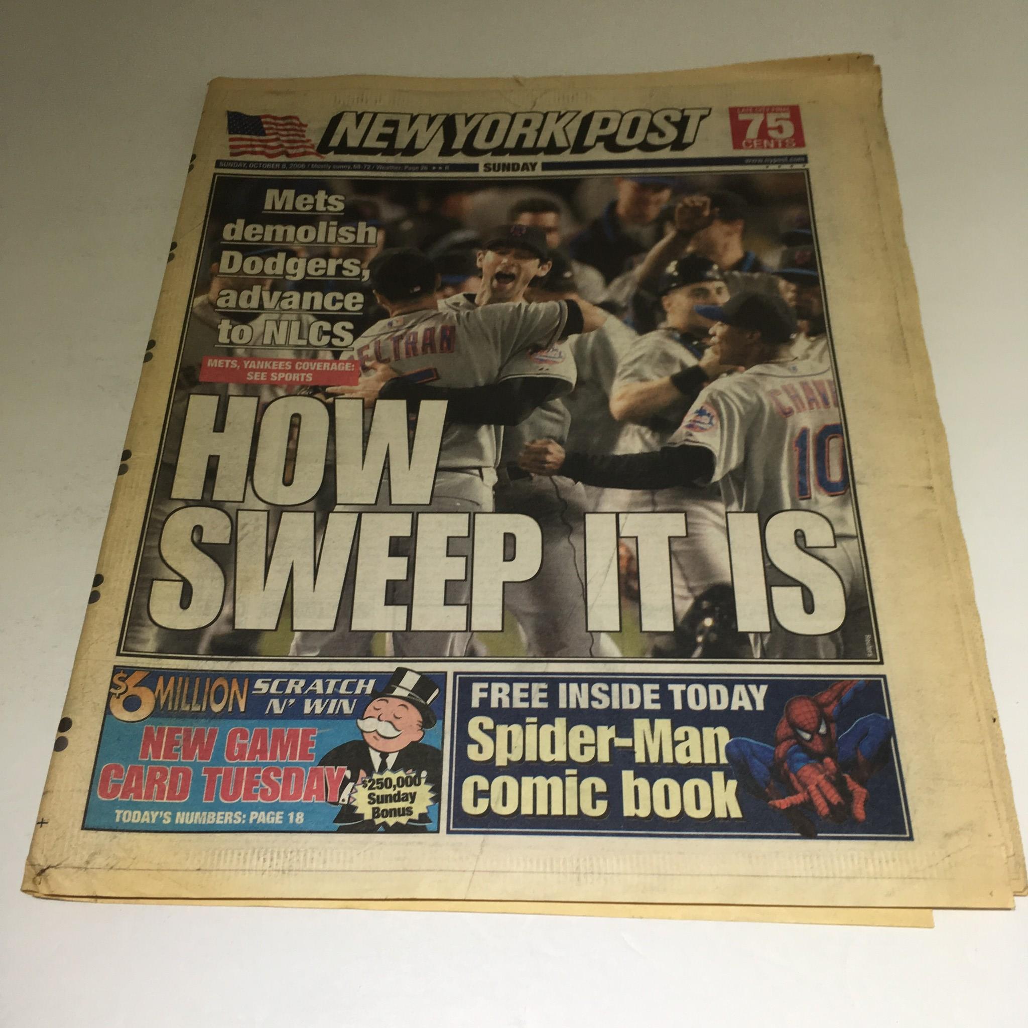 NY Post: Oct 8 2006 Mets Demolish Dodgers, Advance 2 NLCS