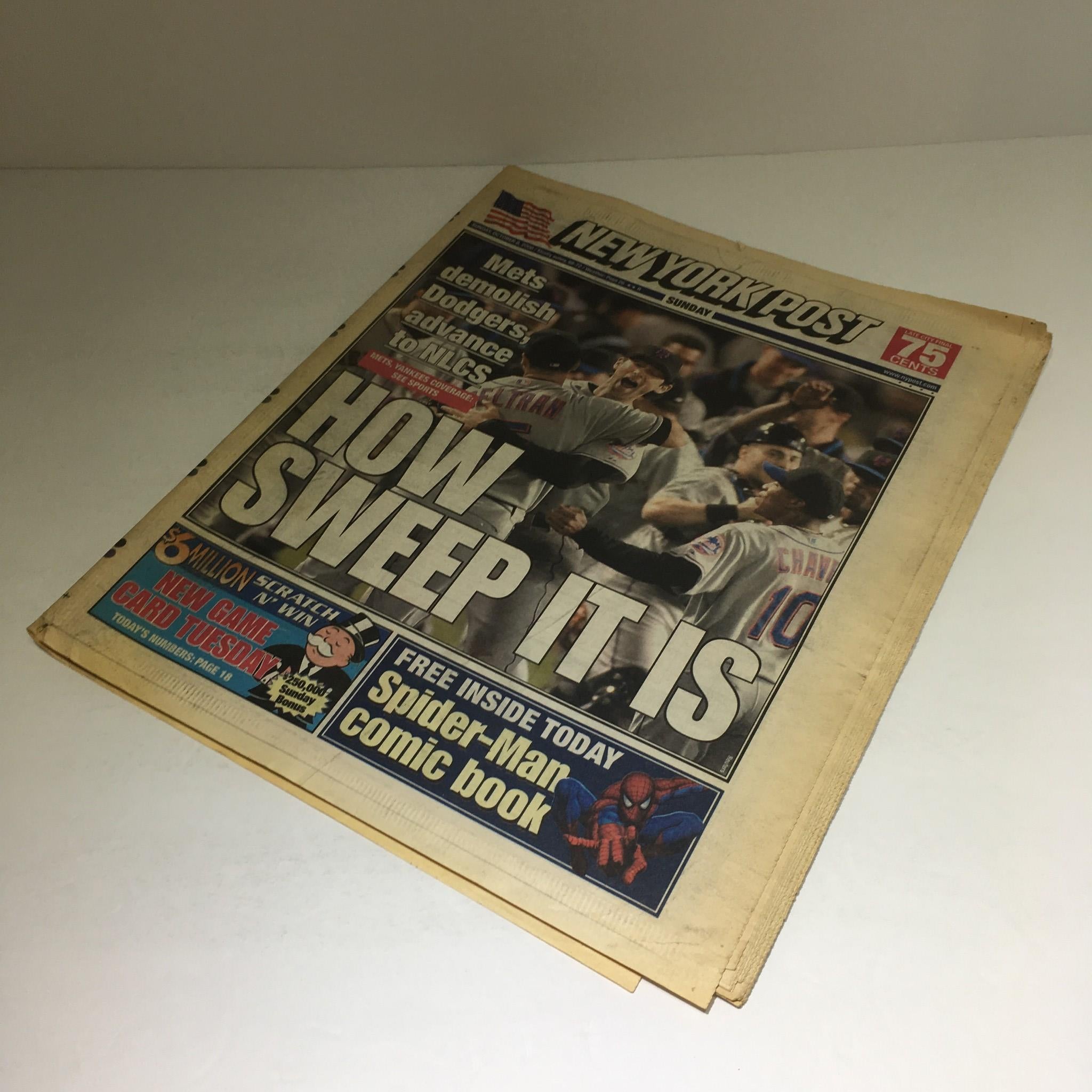 NY Post: Oct 8 2006 Mets Demolish Dodgers, Advance 2 NLCS