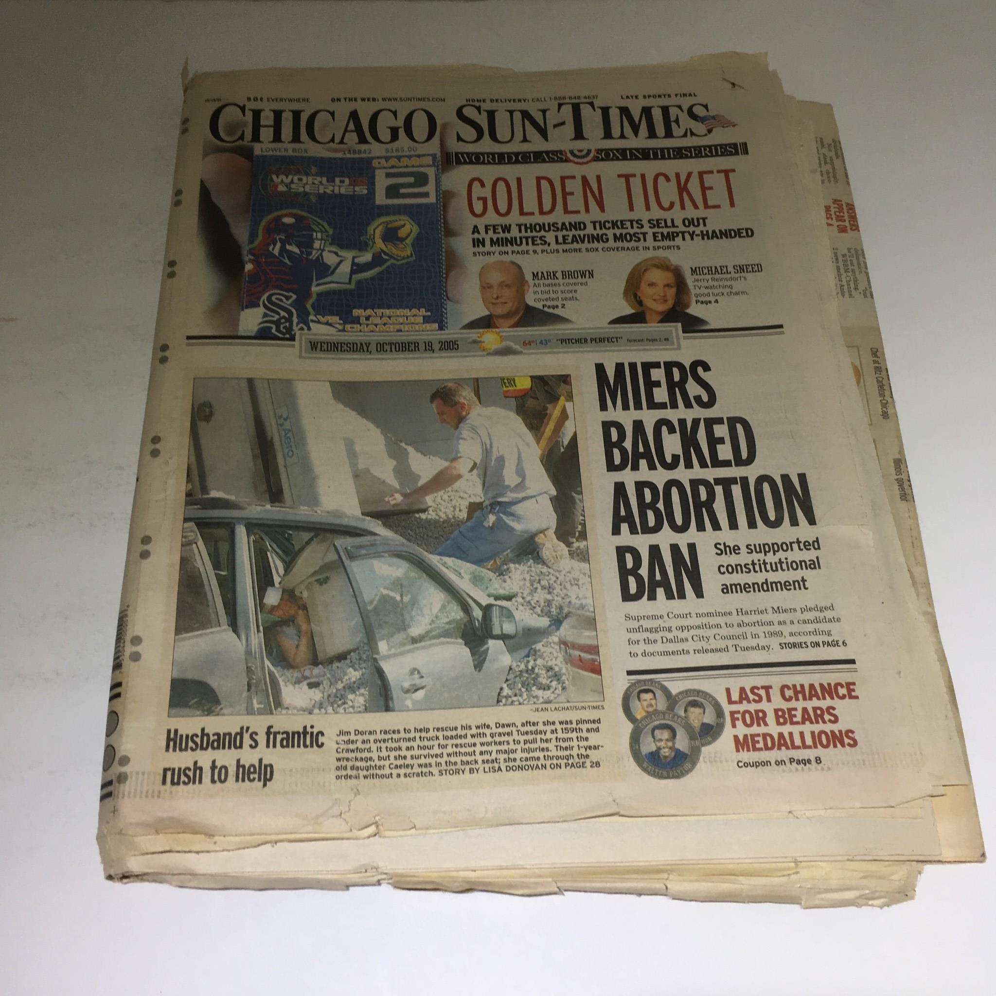 Chicago Sun-Times: Oct 19 2005 Miers Backed Abortion Ban