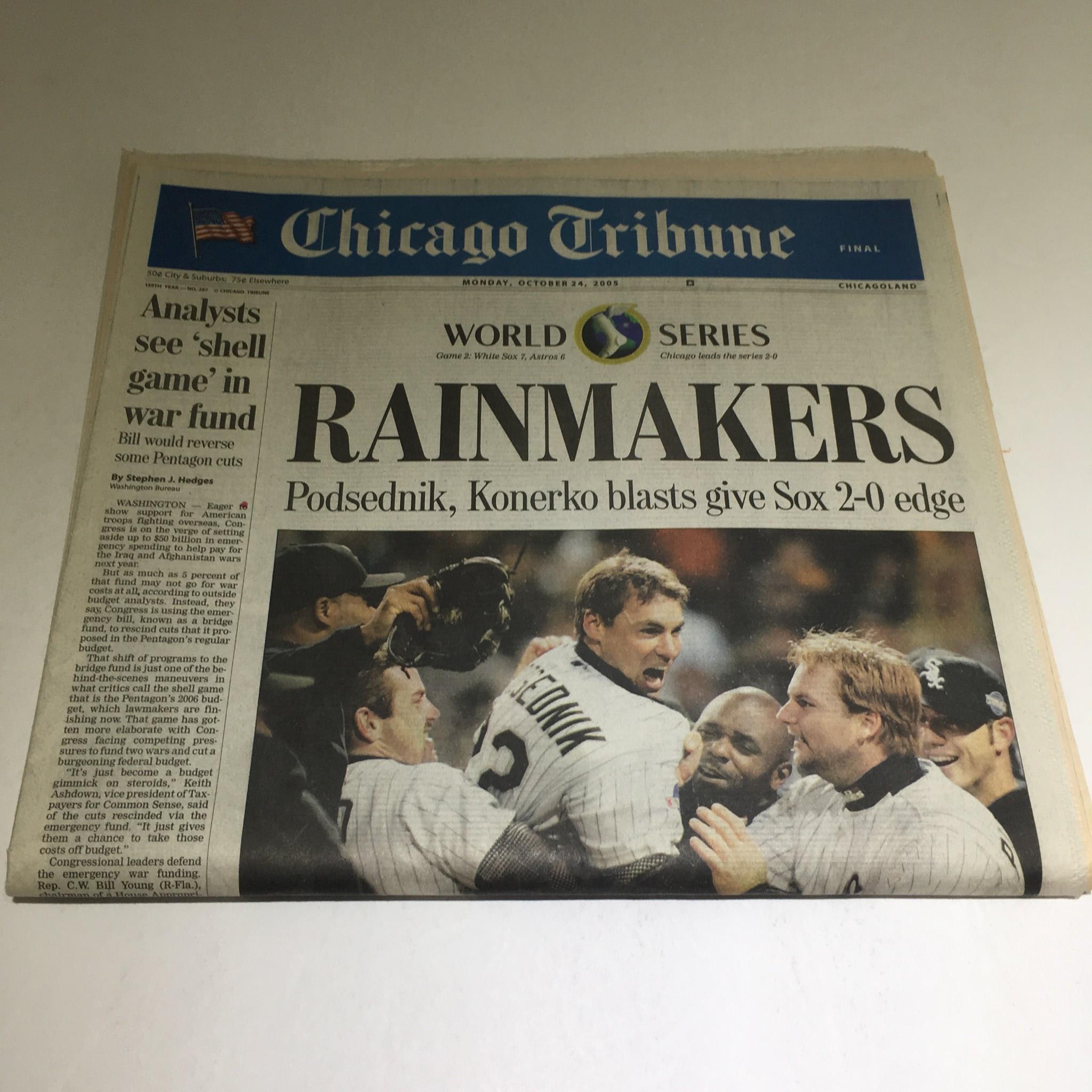 Chicago Tribune: 10/24/05 Podsednik, konerko Blasts Give Sox 2-0 World Series