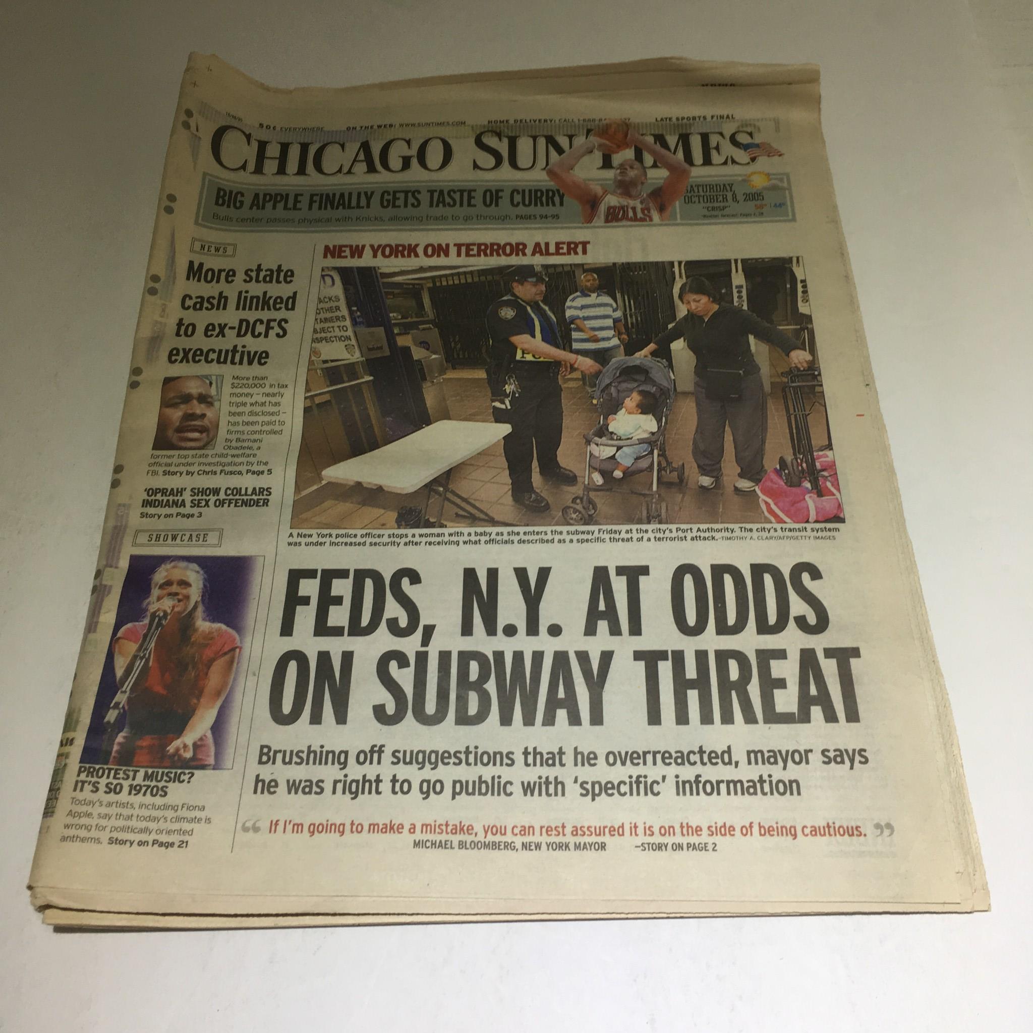 Chicago Sun-Times: Oct 8 2005 Feds NY At Odds On Subway Threat