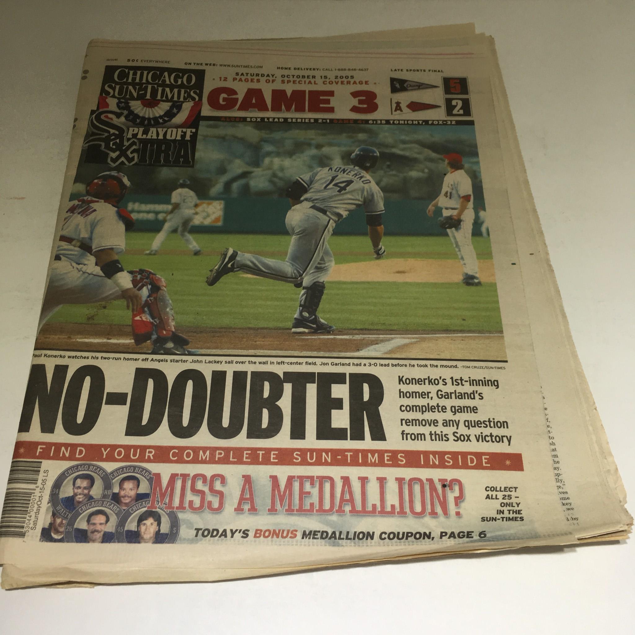 Chicago Sun-Times: Oct 15 2005 No-Doubter! Game 3 Chicago Whitesox World Series