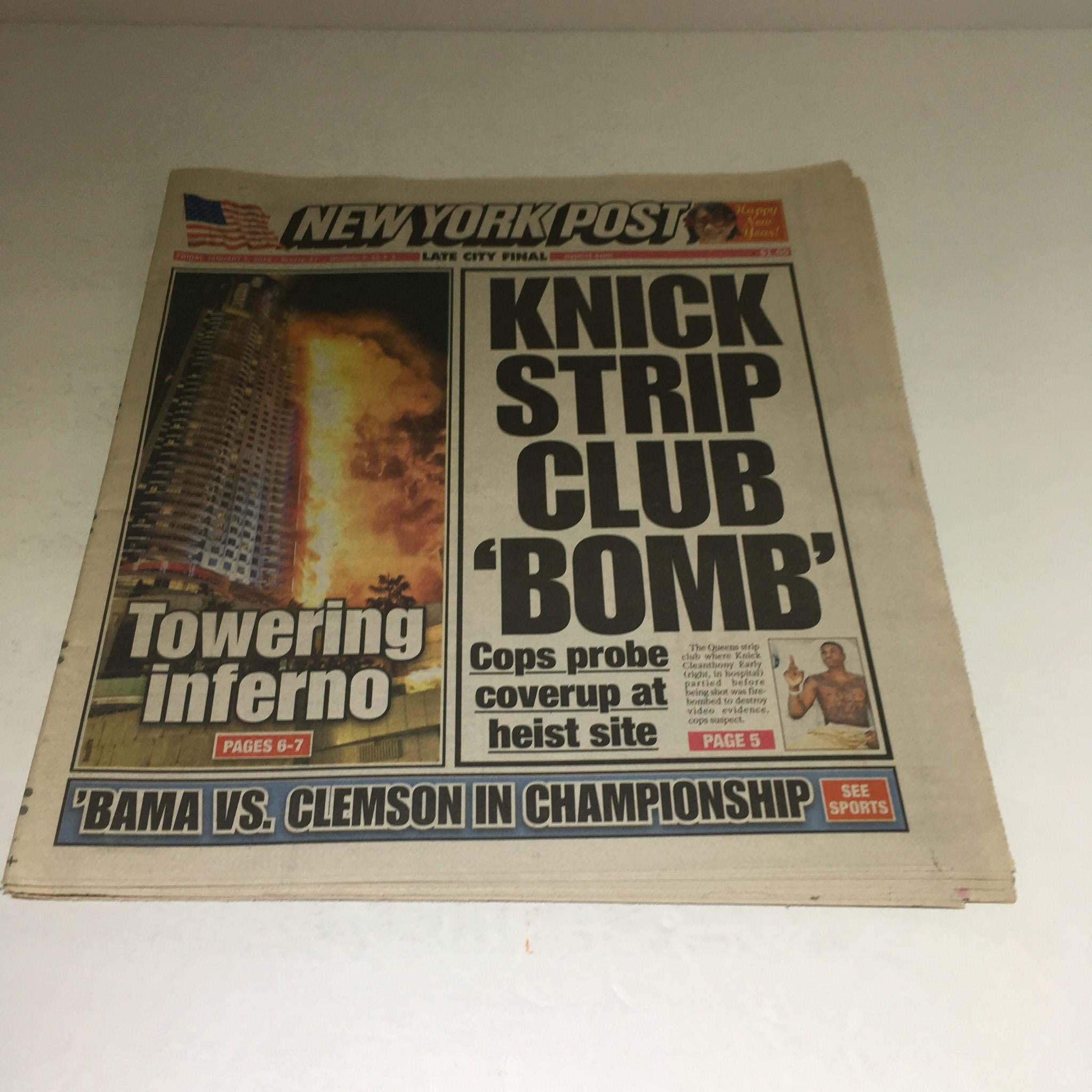 New York Post: Jan 1 2016 Knick Strip Club Bomb