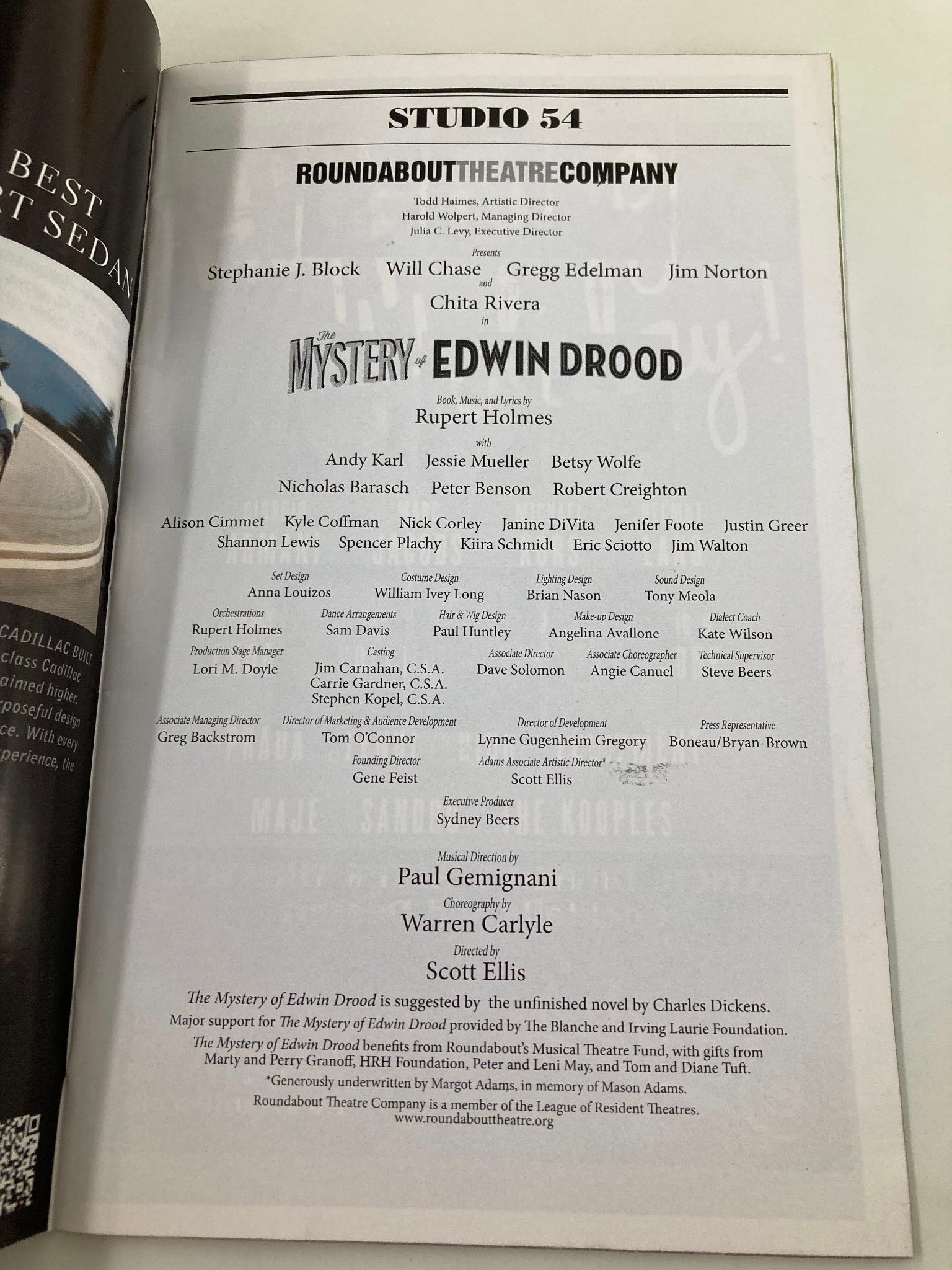 2012 Playbill Studio 54 The Mystery of Edwin Drood Andy Karl, Jessie Mueller