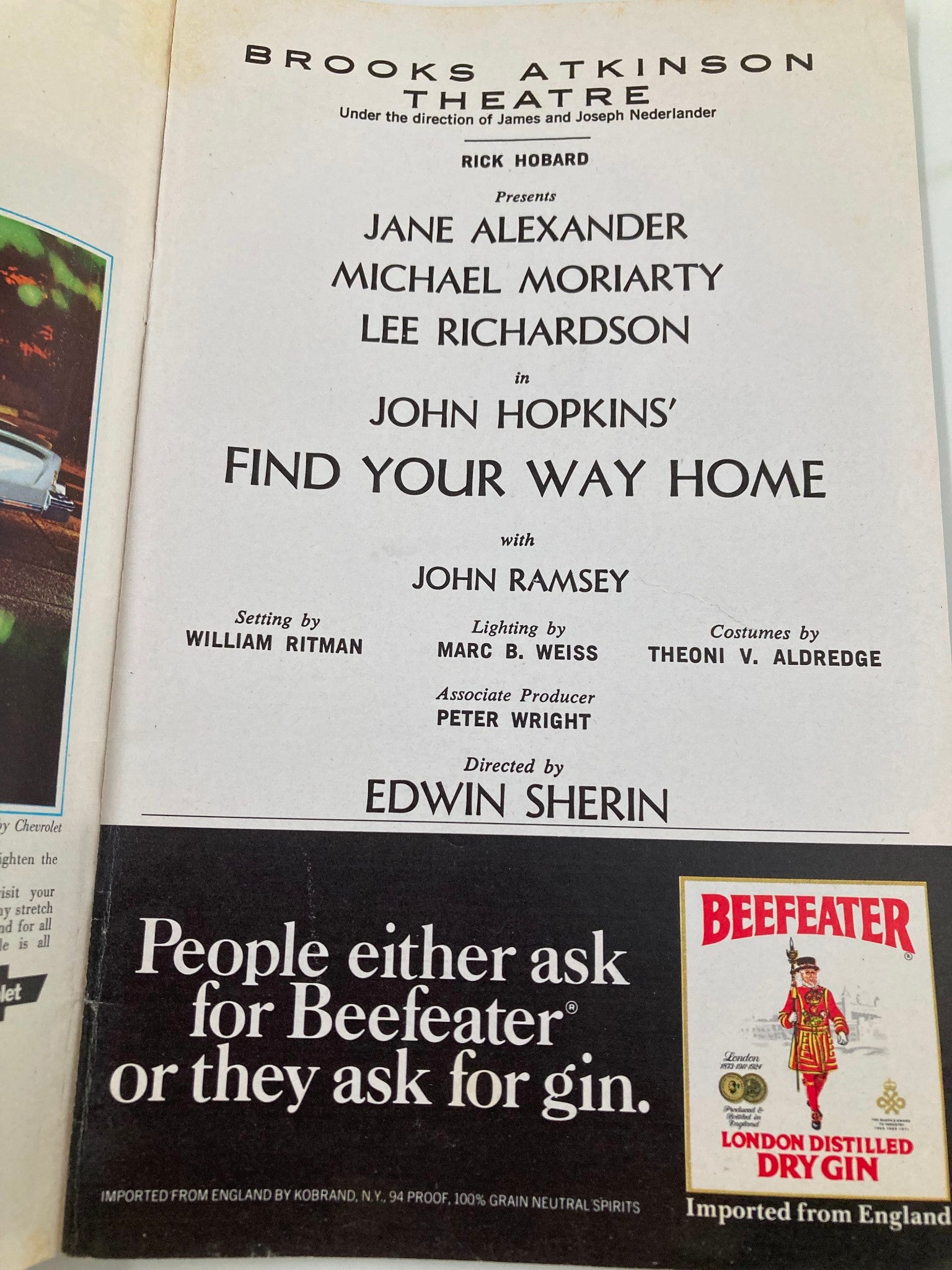 1974 Playbill Brooks Atkinson Theatre Find Your Way Home Jane Alexander