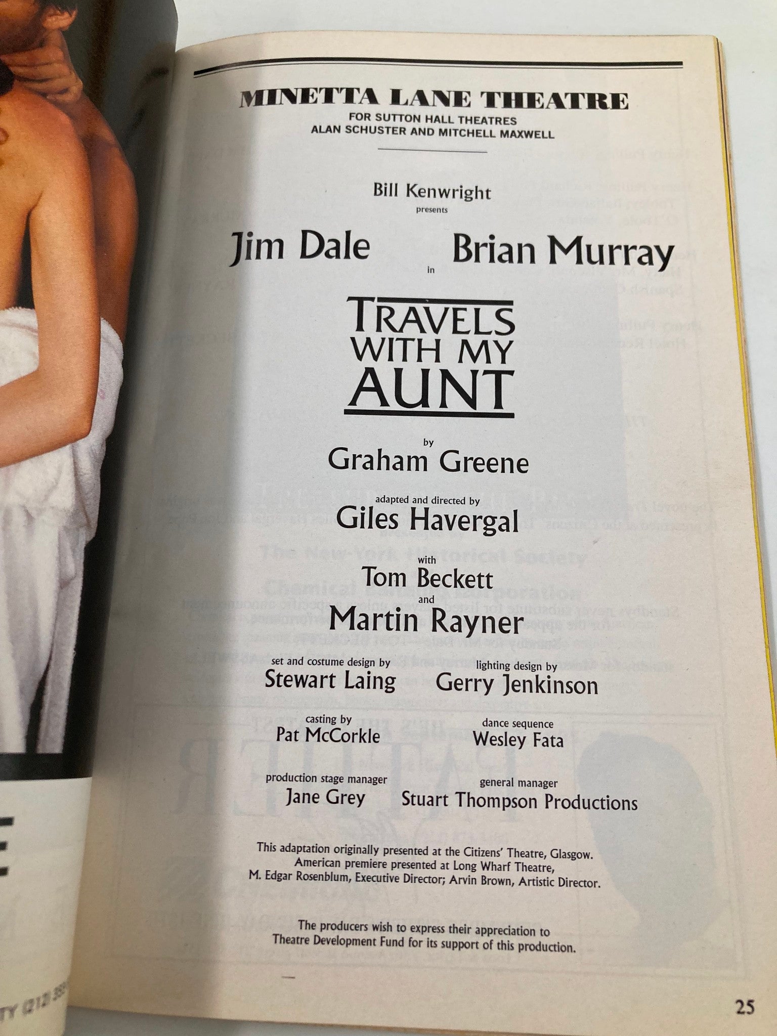 1995 Playbill Minetta Lane Theatre Travels with My Aunt Jim Dale, Brian Murray