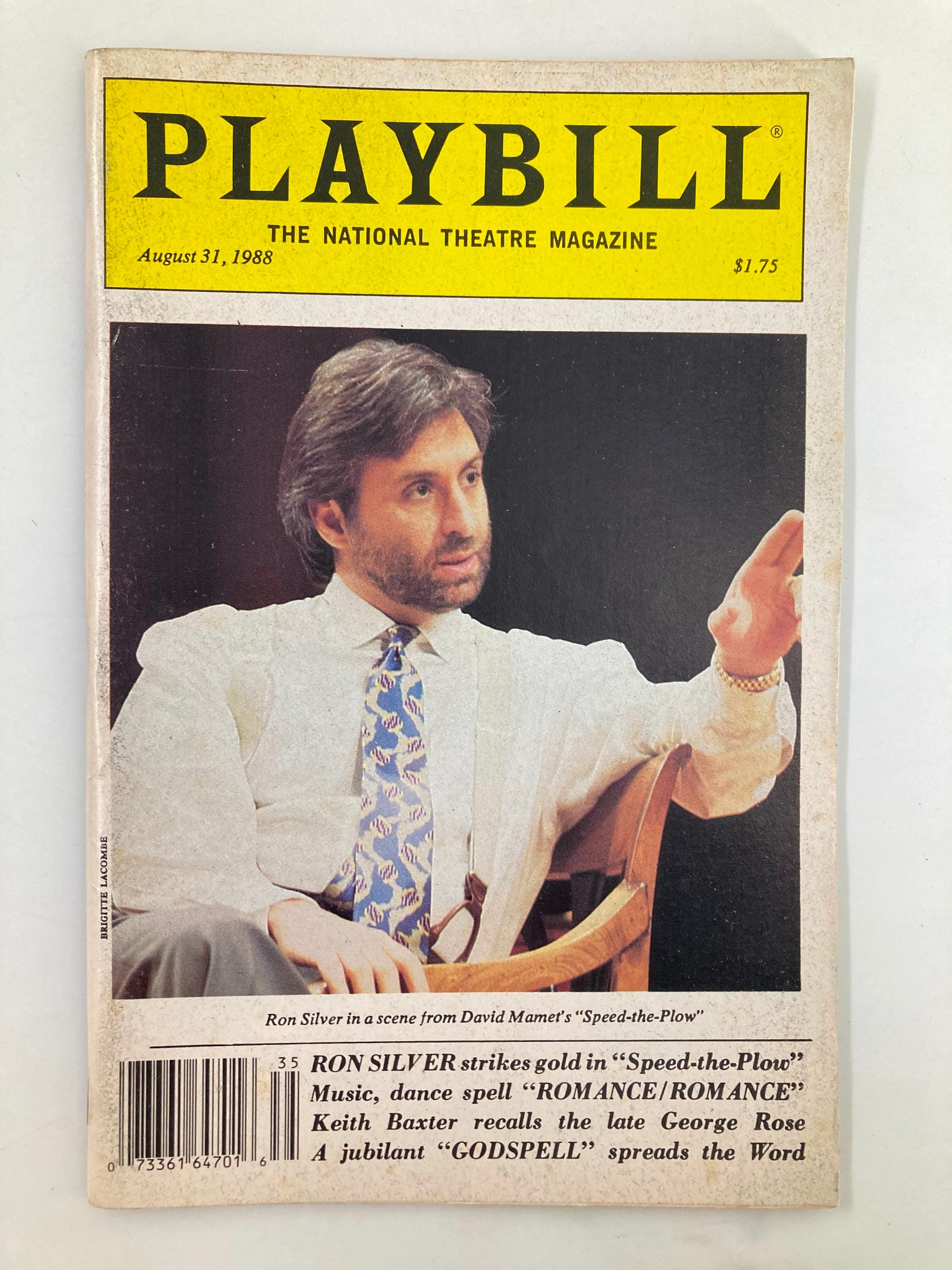 1988 Playbill The National Theatre Magazine Speed-the-Plow Ron Silver