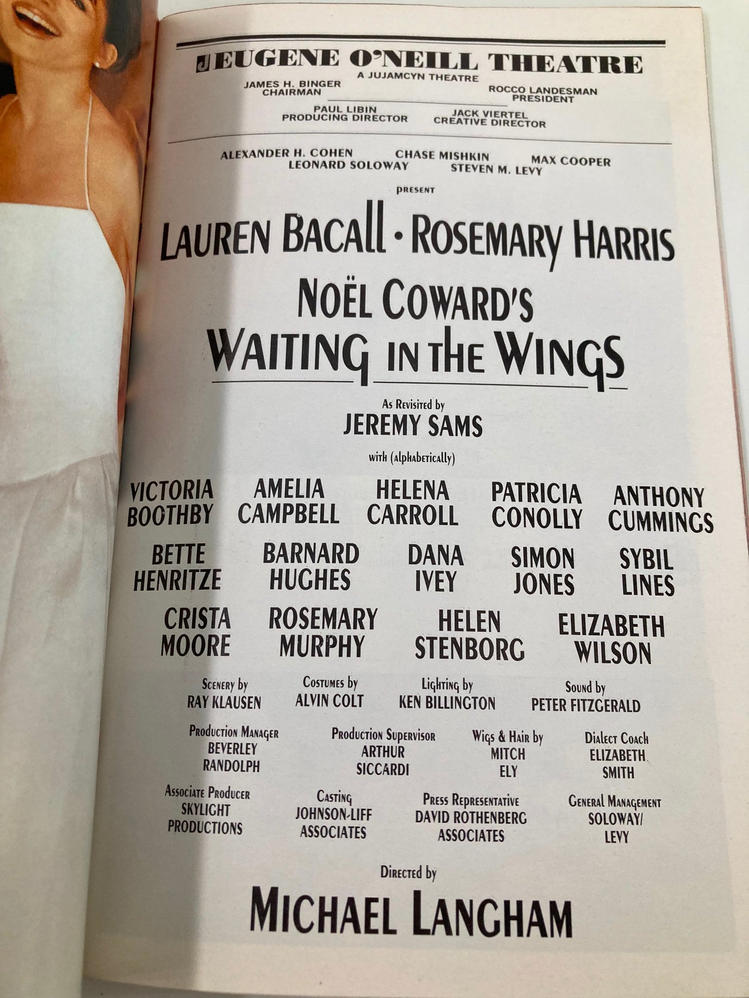 2000 Playbill Eugene O'Neill Theatre Waiting in the Wings Lauren Bacall