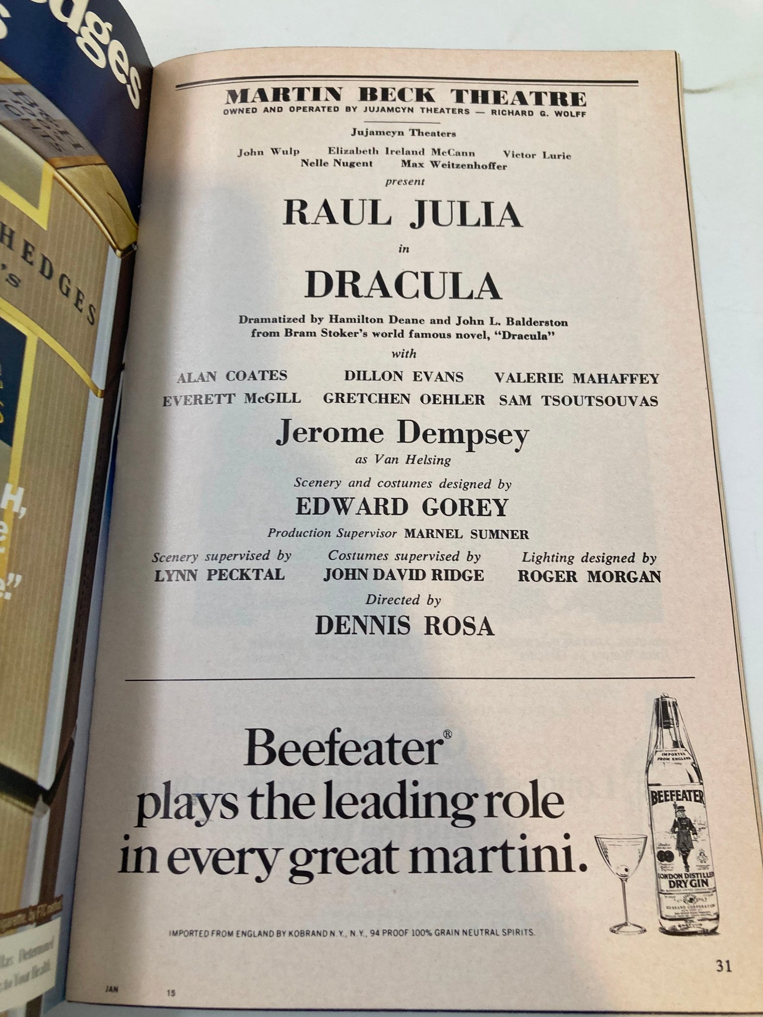 1979 Playbill Martin Beck Theatre Dracula Raul Julia and Alan Coates