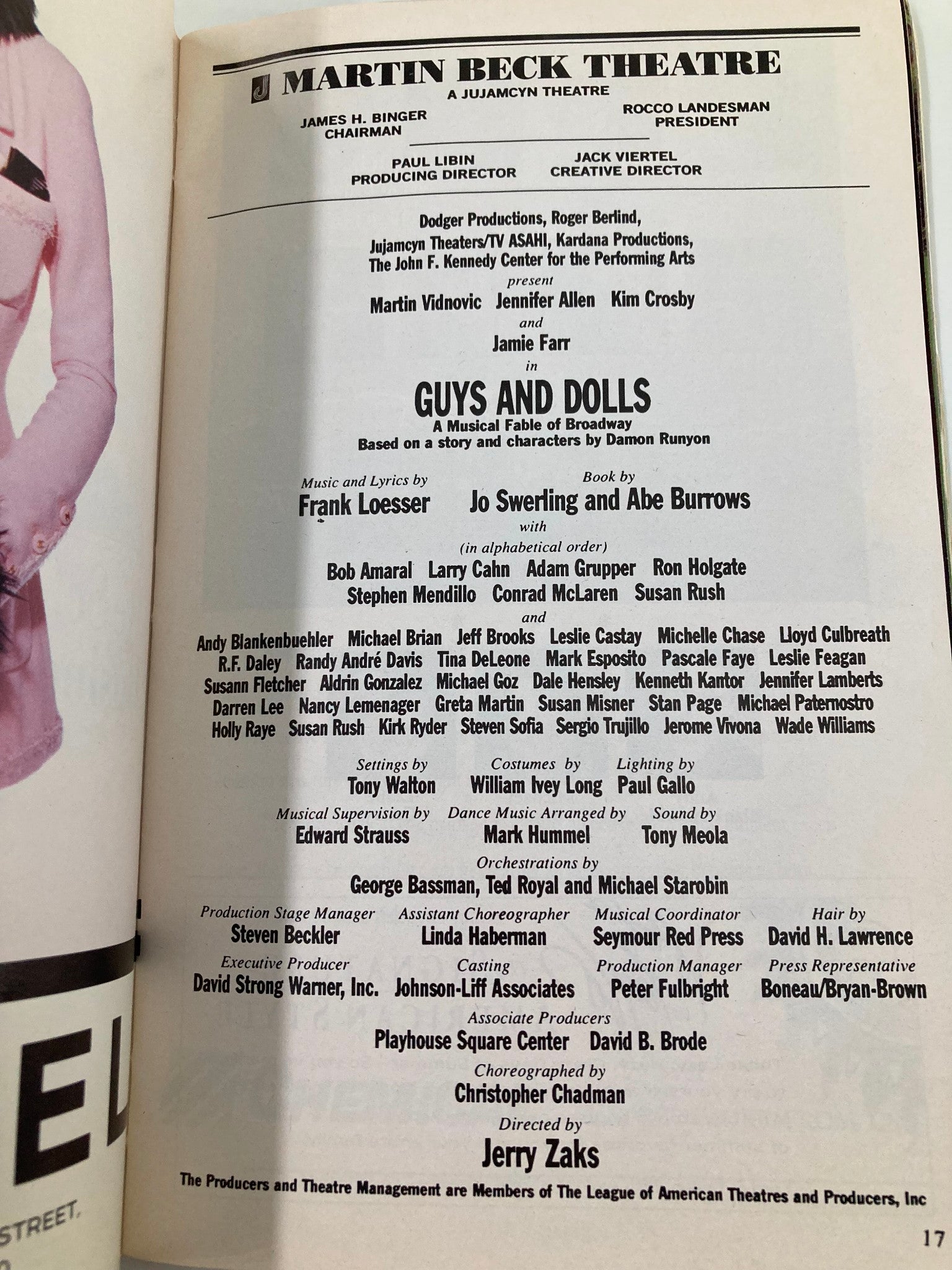 1994 Playbill Martin Beck Theatre Guys and Dolls Bob Amaral and Larry Cahn