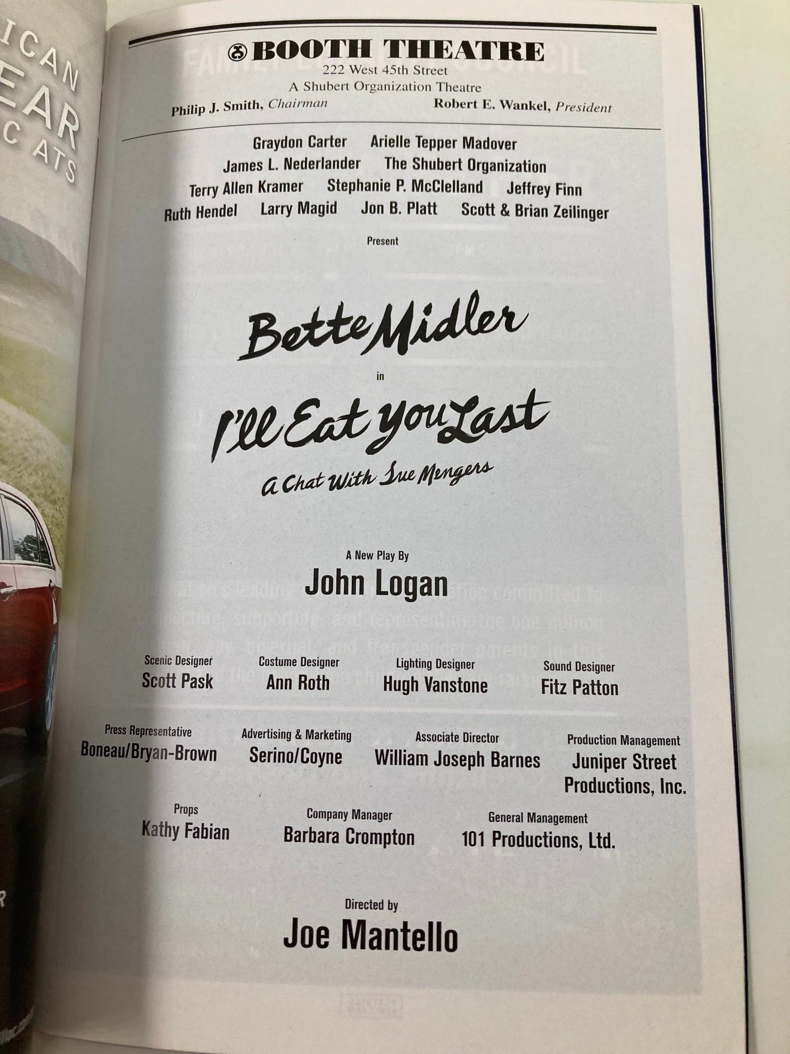 2013 Playbill Booth Theatre I'll Eat You Last A Chat with Sue Mengers