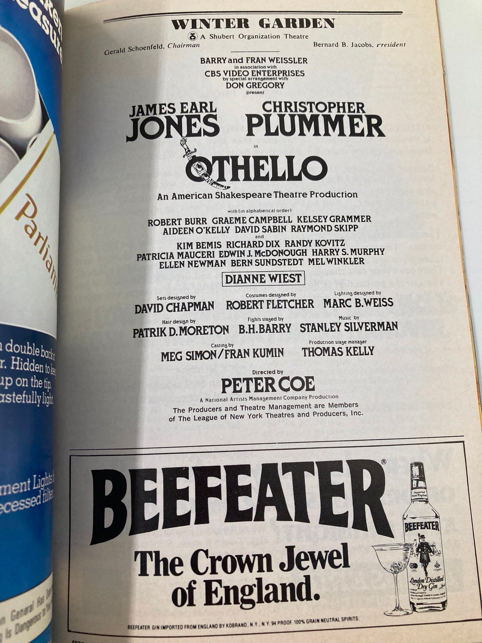 1982 Playbill Winter Garden Othello James Earl Jones and Christopher Plummer