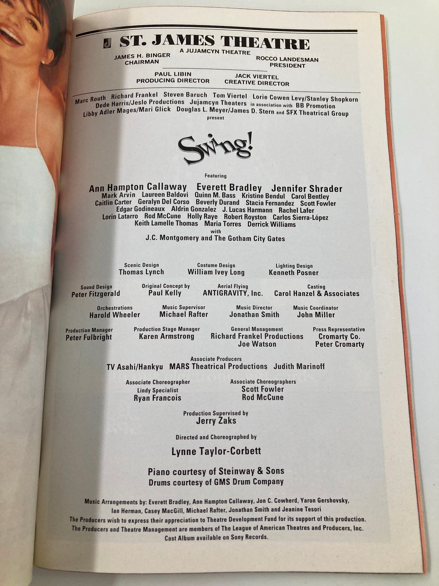 2000 Playbill St. James Theatre Swing! Ann Hampton Callaway, Everett Bradley