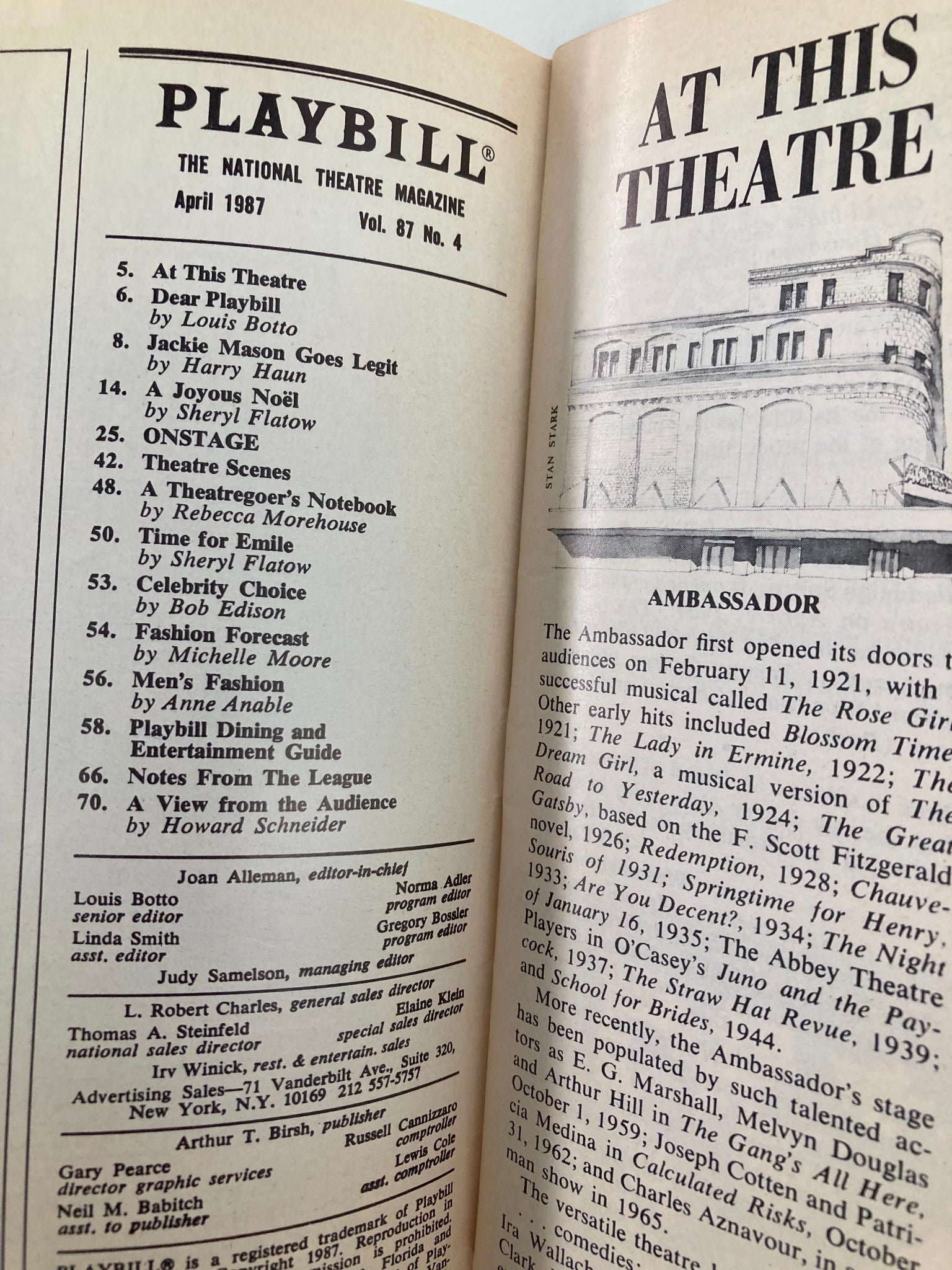 1987 Playbill Ambassador Theatre Barbara Cook A Concert for Theatre