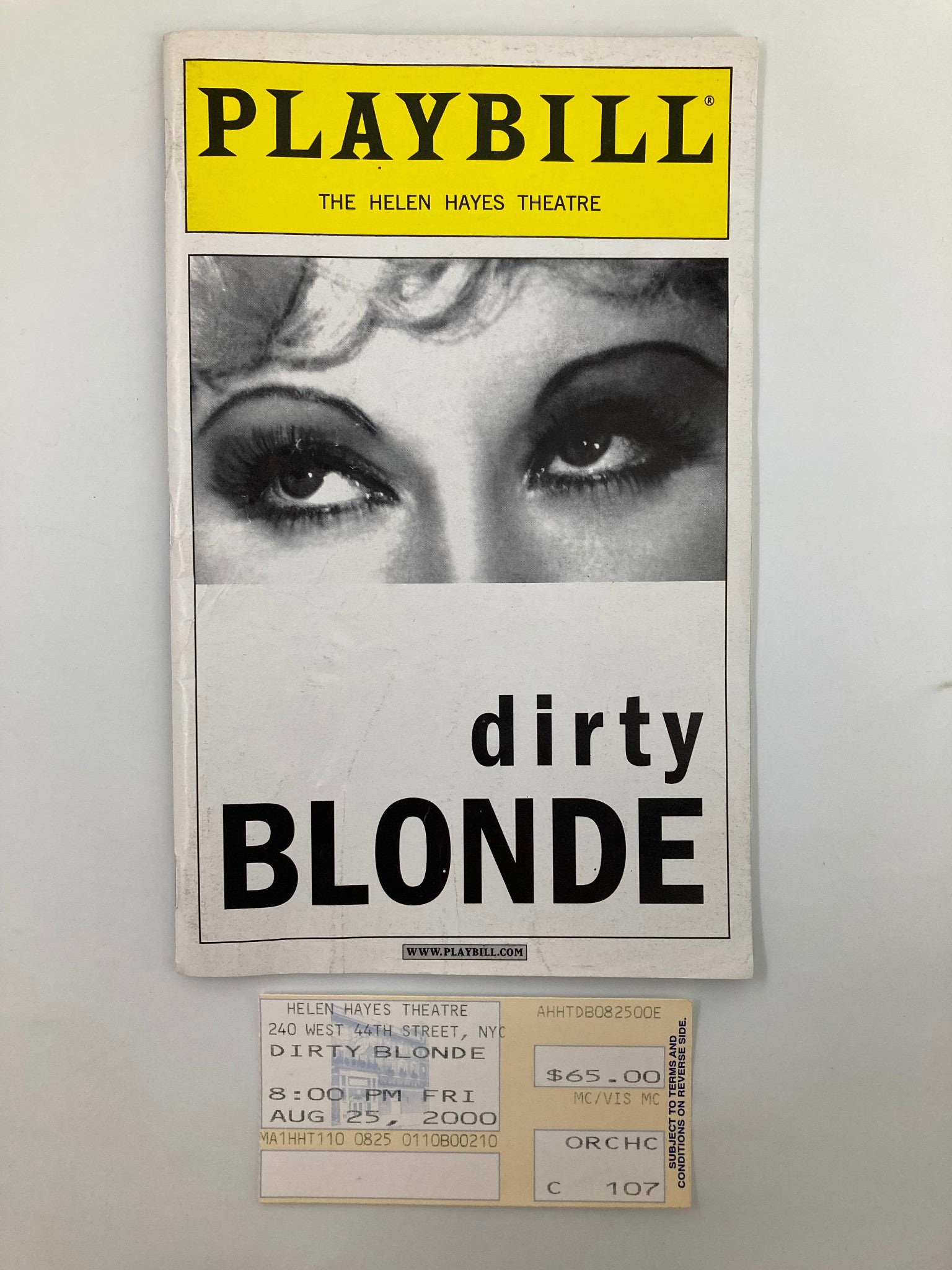 2000 Playbill Helen Hayes Theatre Dirty Blonde Claudia Shear, Tom Riis Farrell