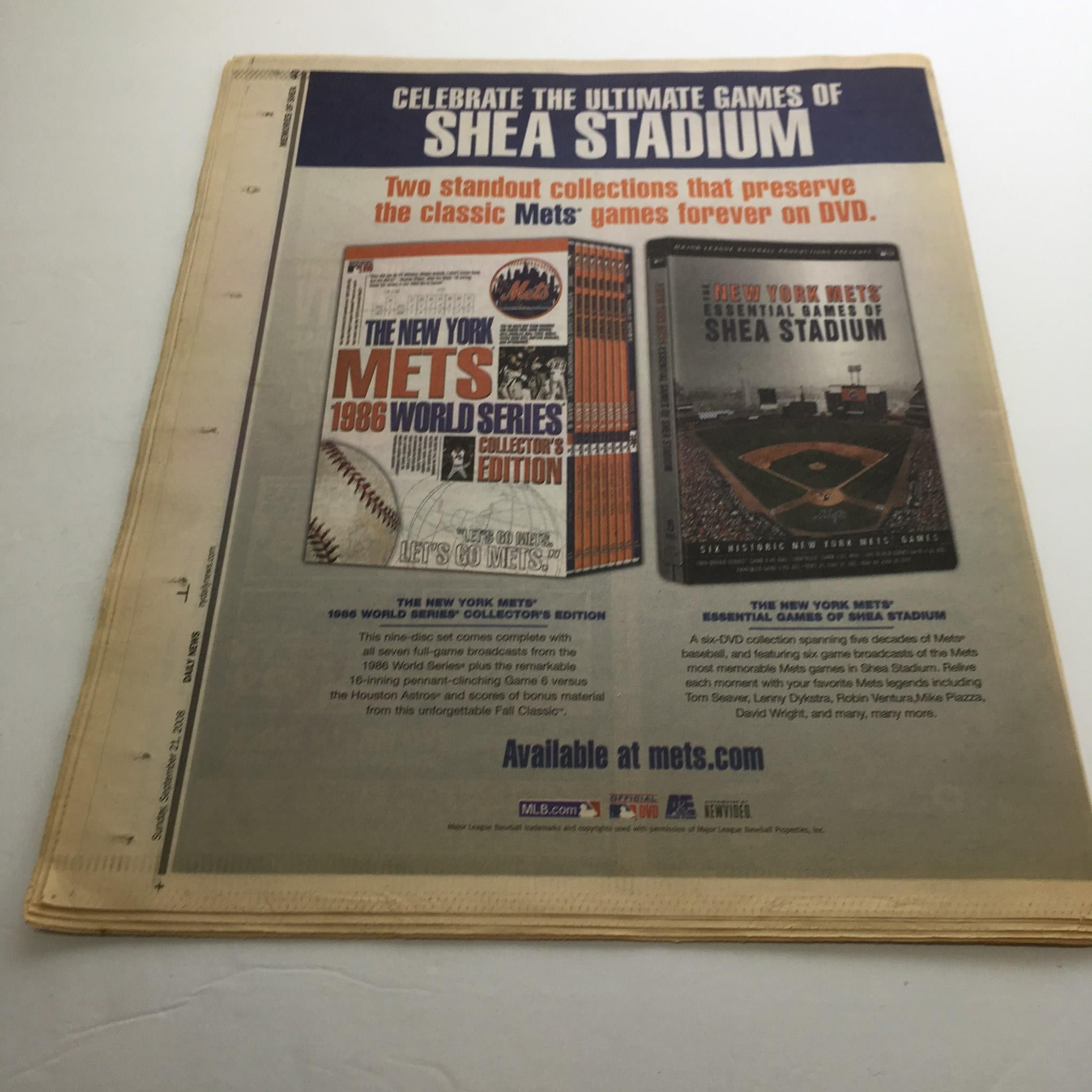 New York Daily News: Sept 21 2008 Memories Shea Amazin' History 1964-2008 Mets