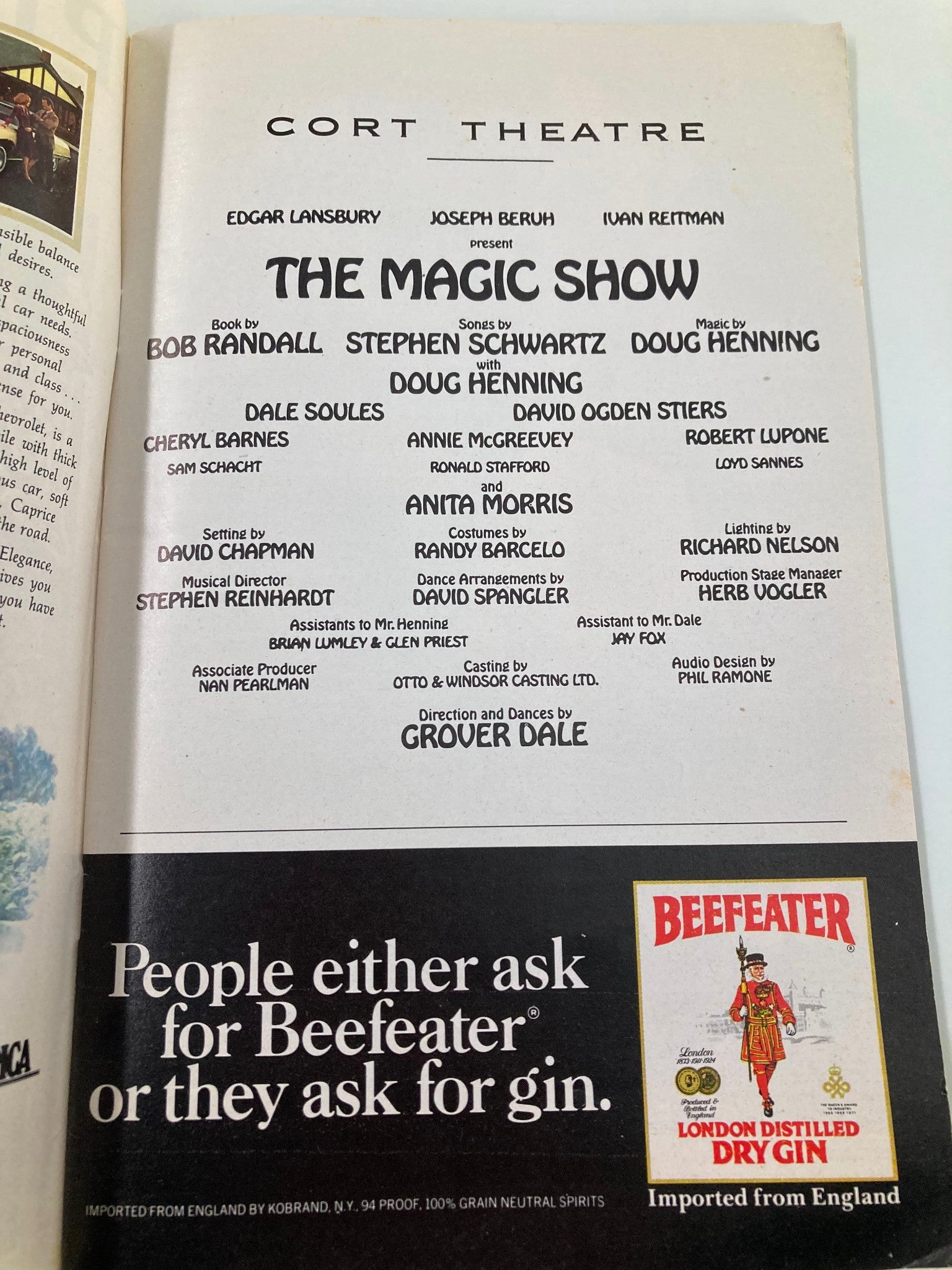 1974 Playbill Cort Theatre Doug Henning, Dale Soules in The Magic Show