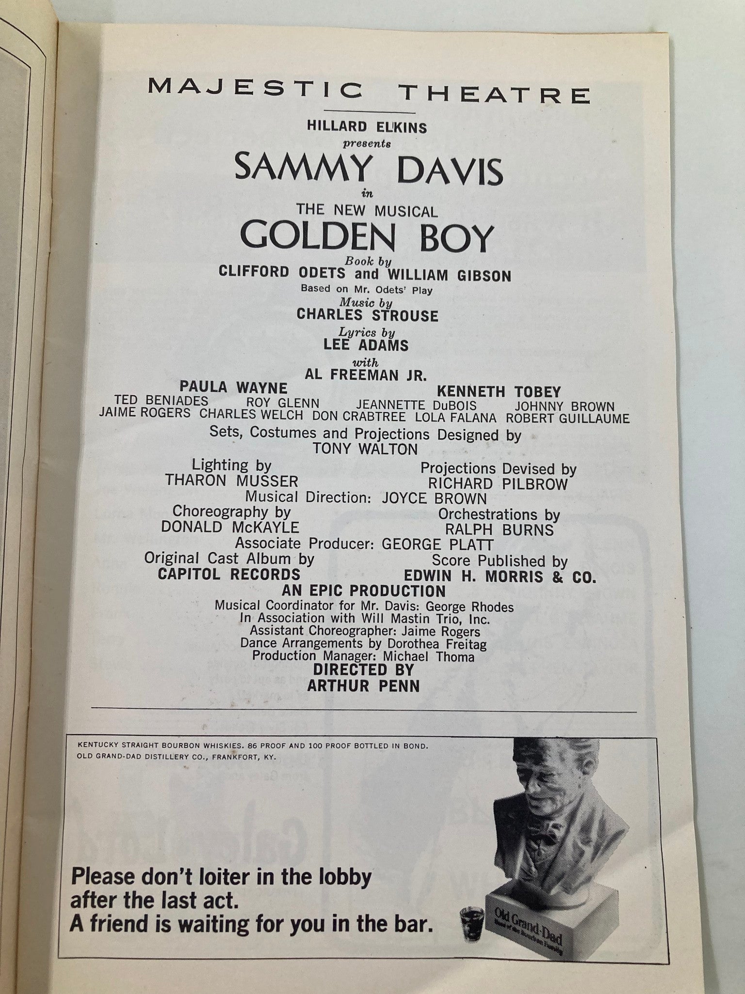 1965 Playbill Majestic Theatre Sammy Davis in The New Musical Golden Boy