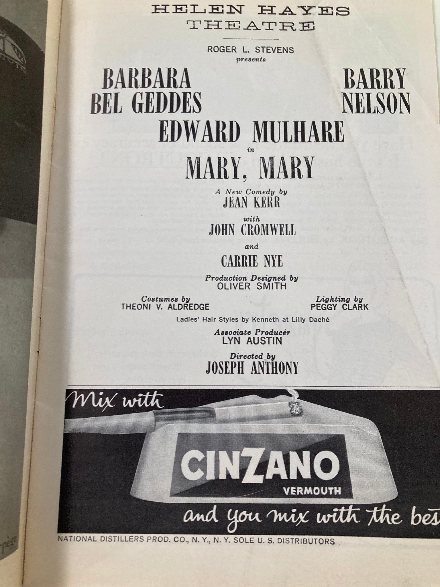 1962 Playbill Helen Hayes Theatre Barbara Bel Geddes Edward Mulhare in Mary Mary