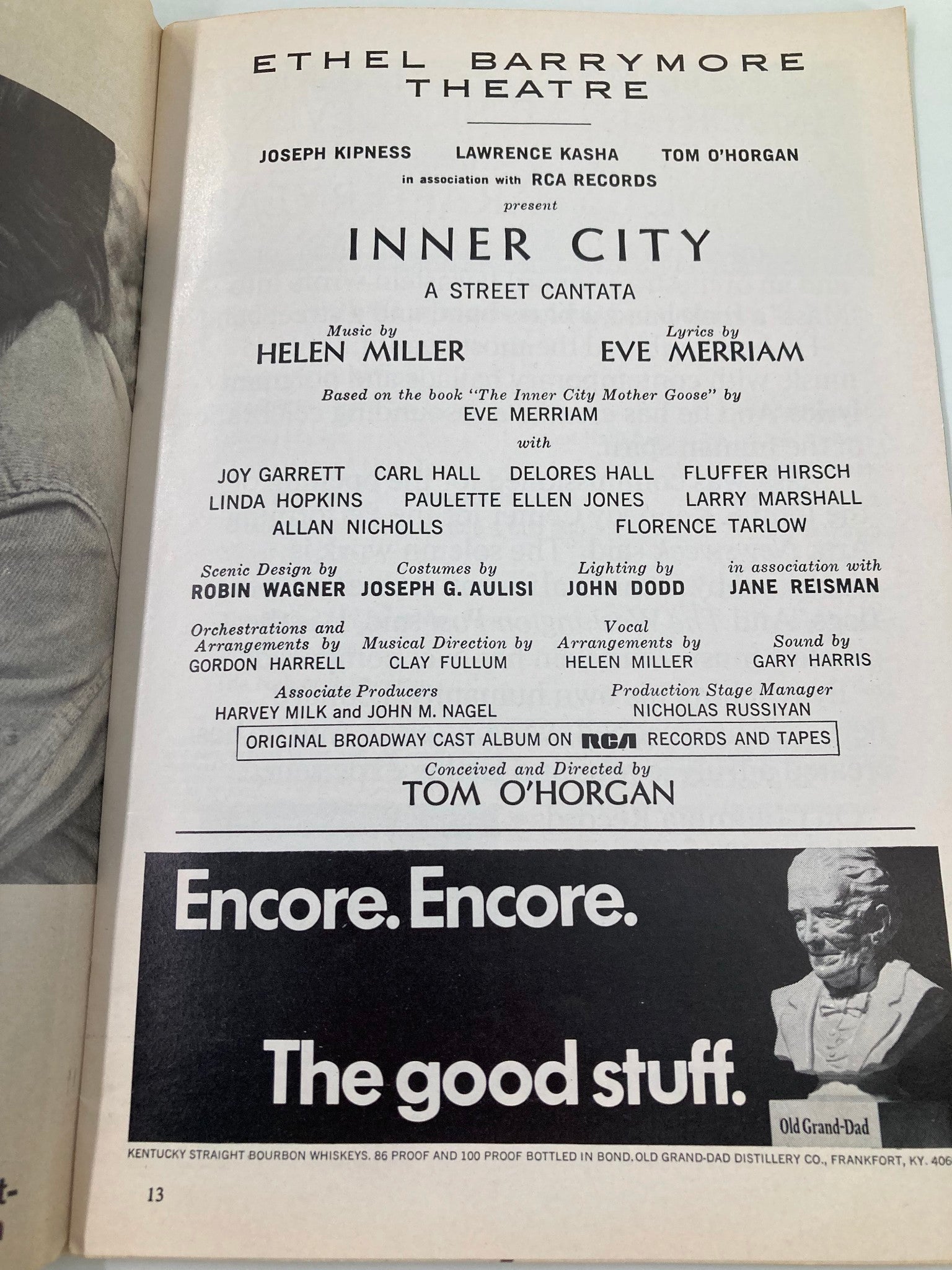 1972 Playbill Ethel Barrymore Theatre Inner City A Street Cantata Joy Garrett