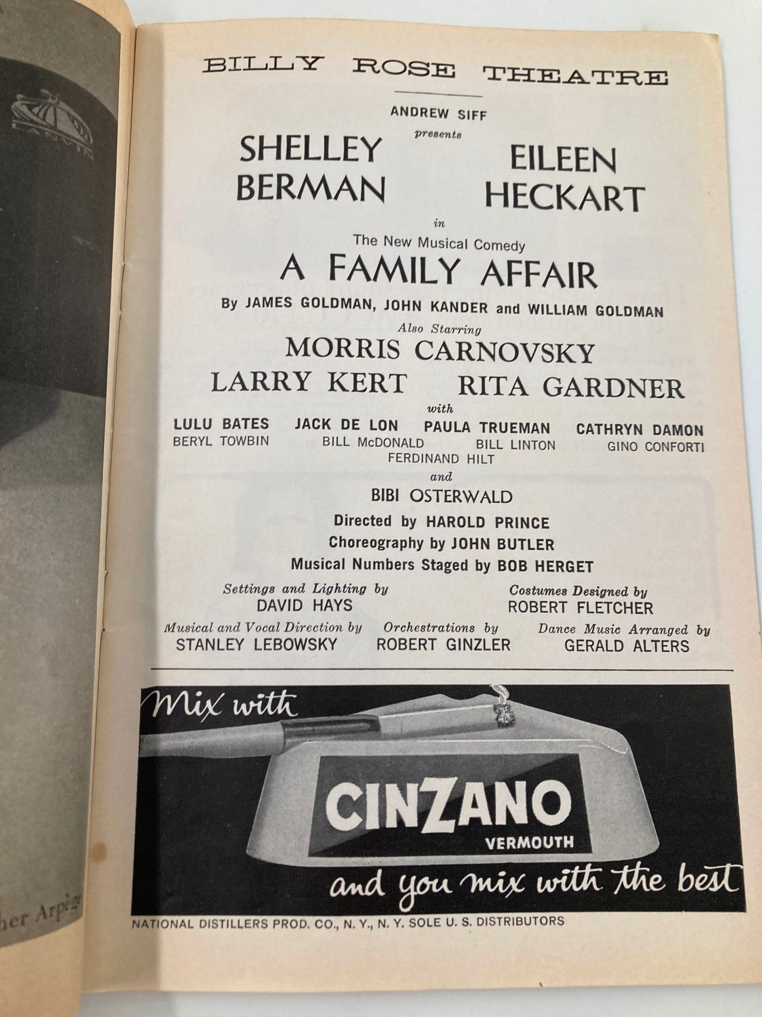 1962 Playbill Billy Rose Theatre Shelley Berman in A Family Affair