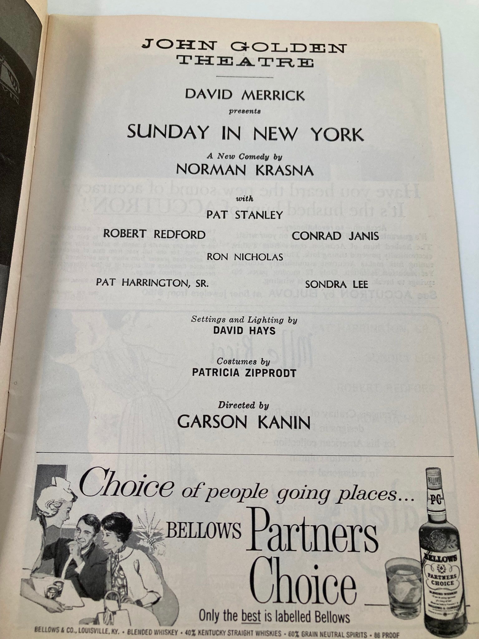 1962 Playbill John Golden Theatre Pat Stanley in Sunday in New York