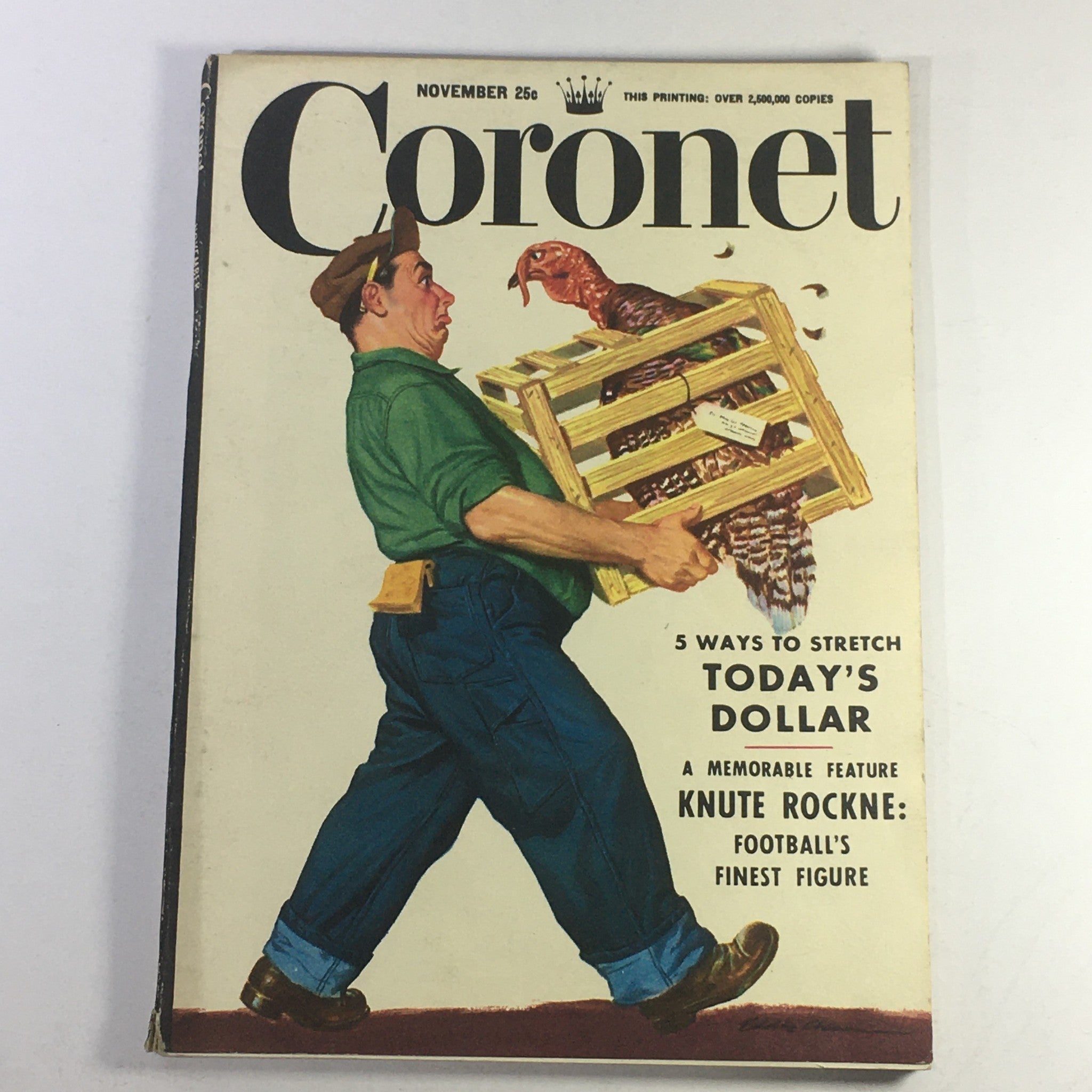 VTG Coronet Magazine November 1951 - Memorable Feature Footballer Knute Rockne