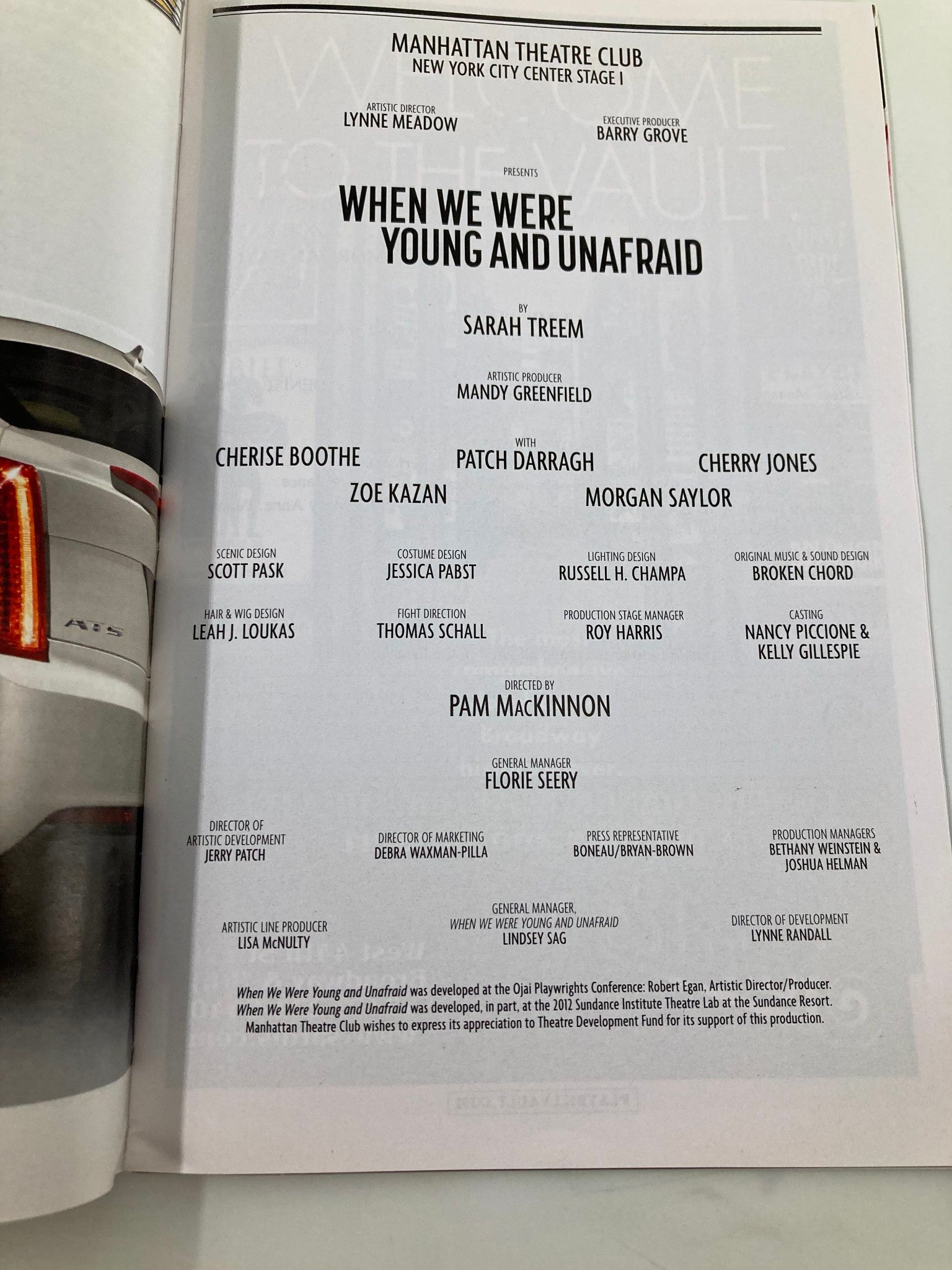 2014 Playbill Manhattan Theatre Club Zoe Kazan When We Were Young and Unafraid