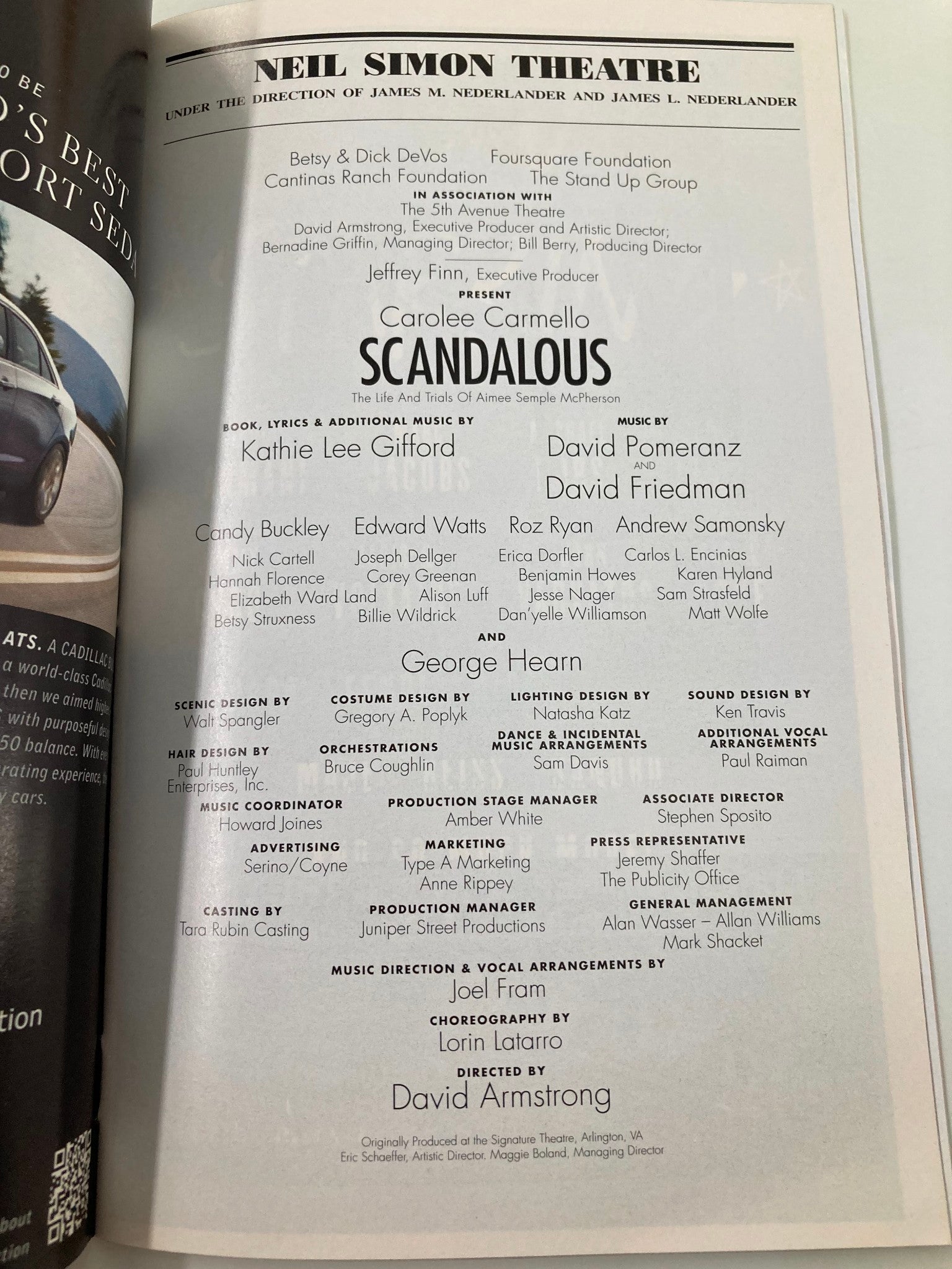 2012 Playbill Neil Simon Theatre Carolee Carmello, Candy Buckley in Scandalous