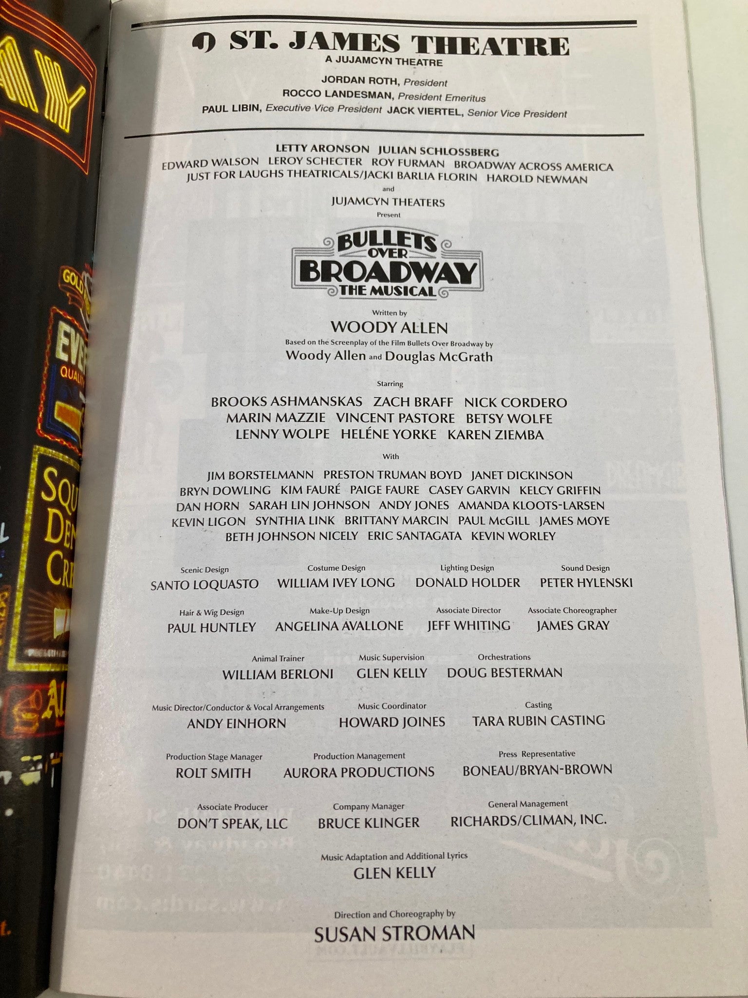 2014 Playbill St. James Theatre Brooks Ashmanskas in Bullets Over Broadway VG