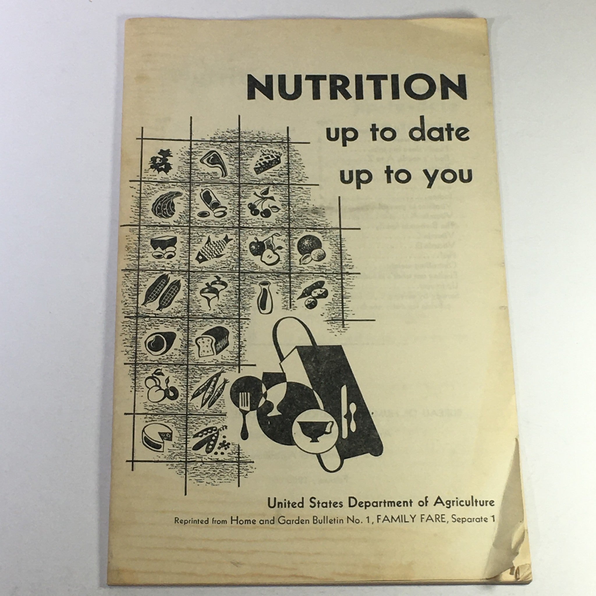 VTG February 1950 USDA Bulletin #1 Family Fare, Separate 1 Nutrition Up To Date