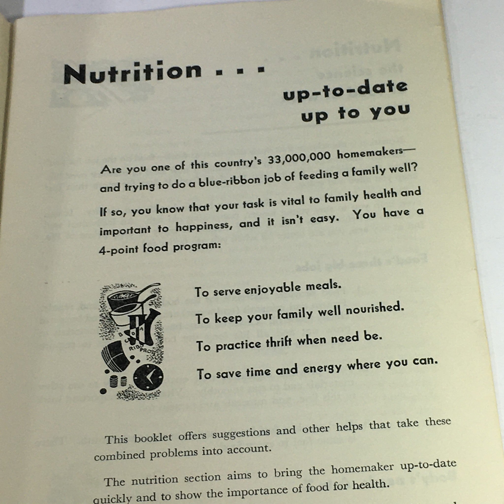 VTG February 1950 USDA Bulletin #1 Family Fare, Separate 1 Nutrition Up To Date