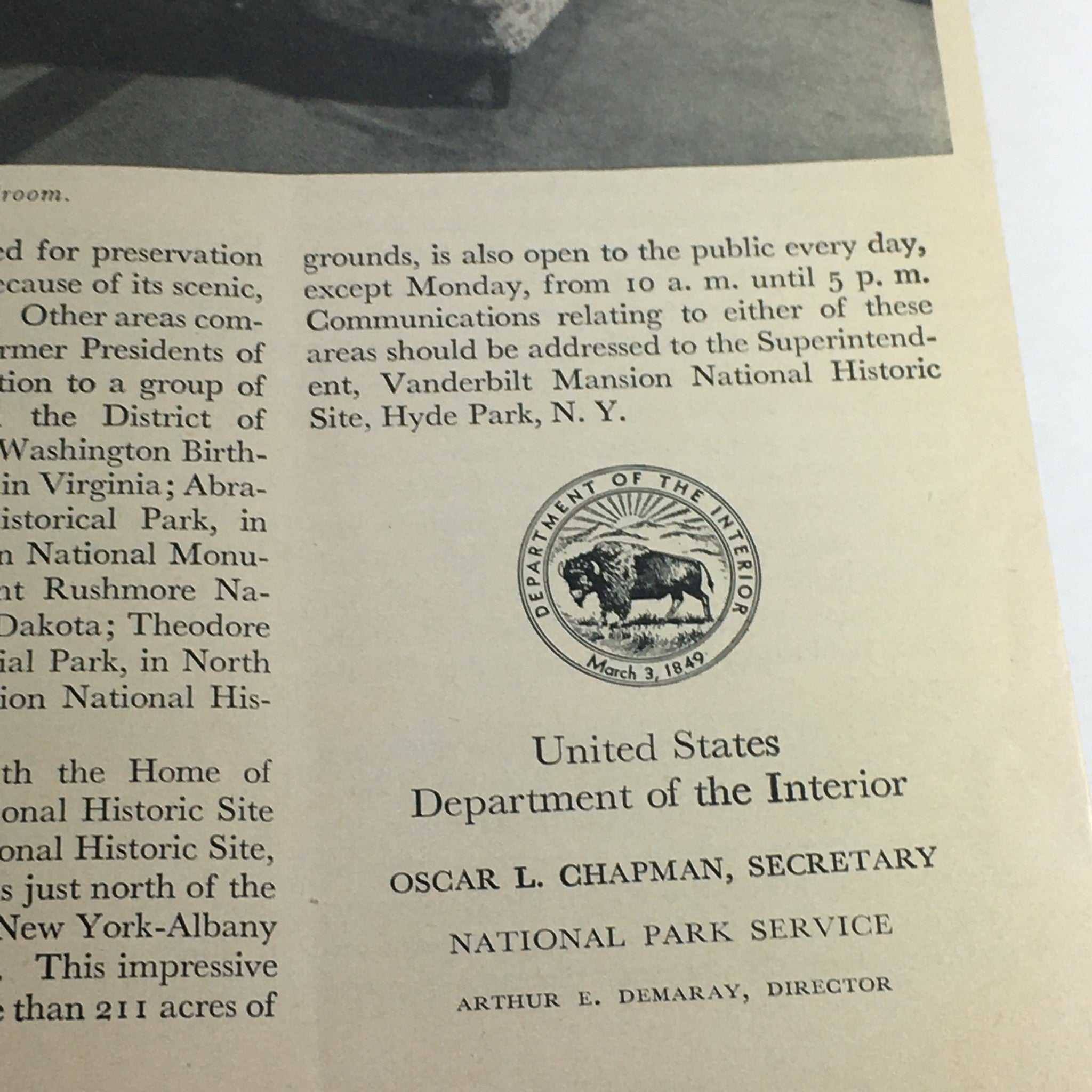 1951 Home of Franklin D. Roosevelt National Historic Site Brochure reprint