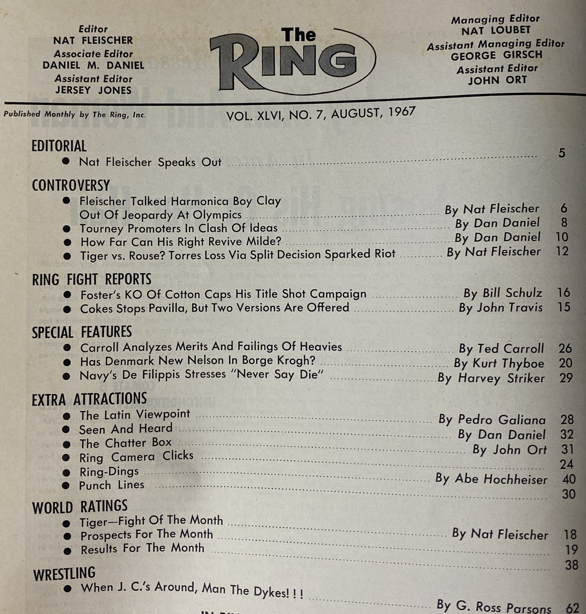 The Ring Magazine August 1967 Karl Mildenberger Cover No Label VG