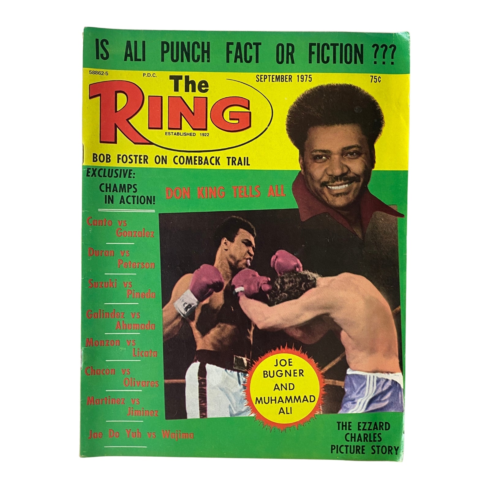 The Ring Magazine September 1975 Joe Bugner & Muhammad Ali No Label VG