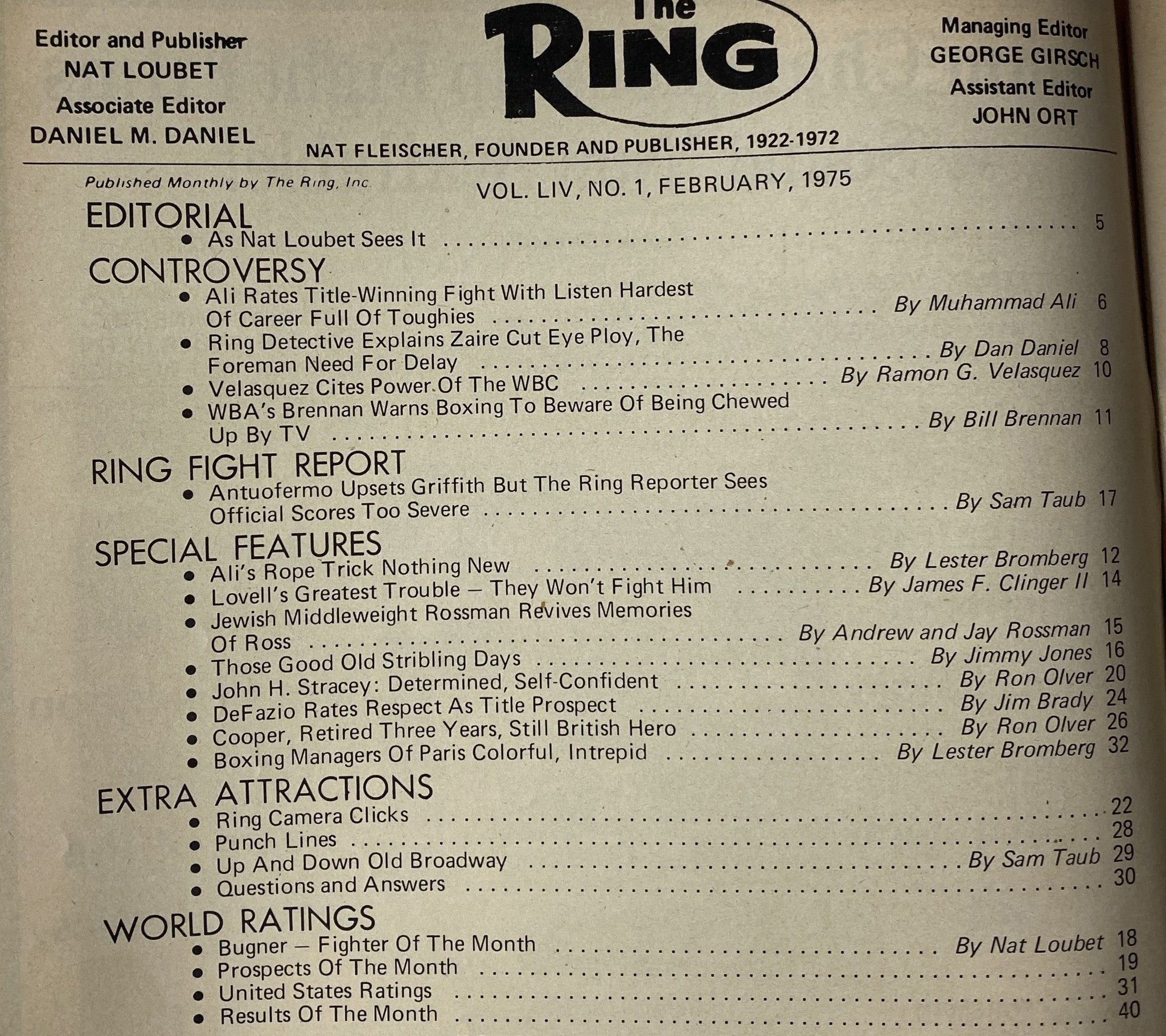 The Ring Magazine February 1975 Muhammad Ali Cover No Label VG