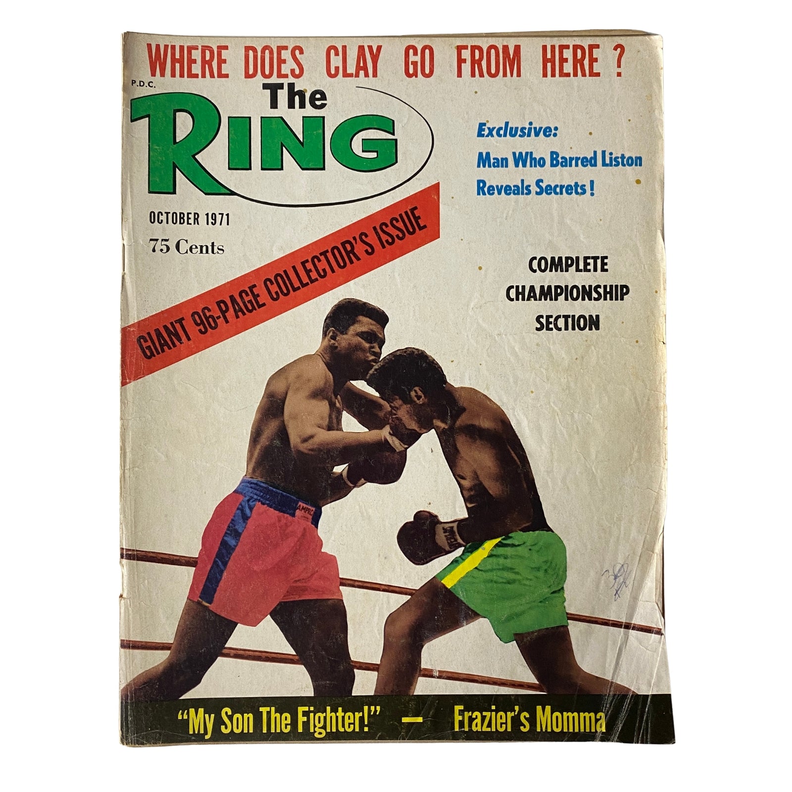 The Ring Magazine October 1971 Muhammad Ali, Joe Frazier Cover No Label