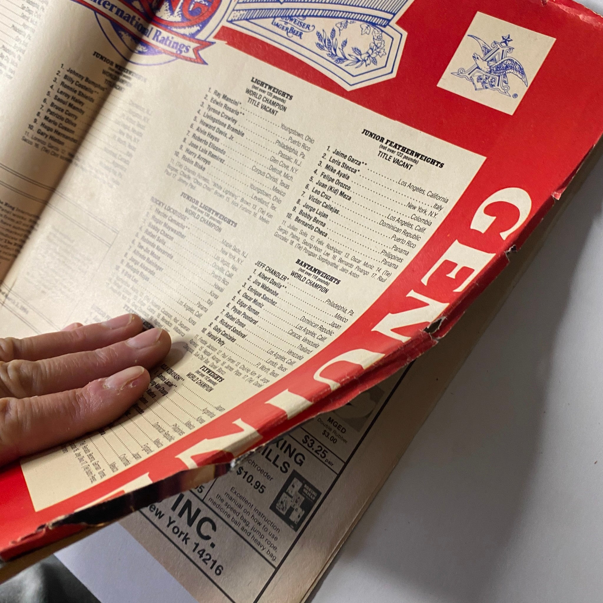 Page from The Ring Magazine May 1984 displaying more international boxing ratings and standings.