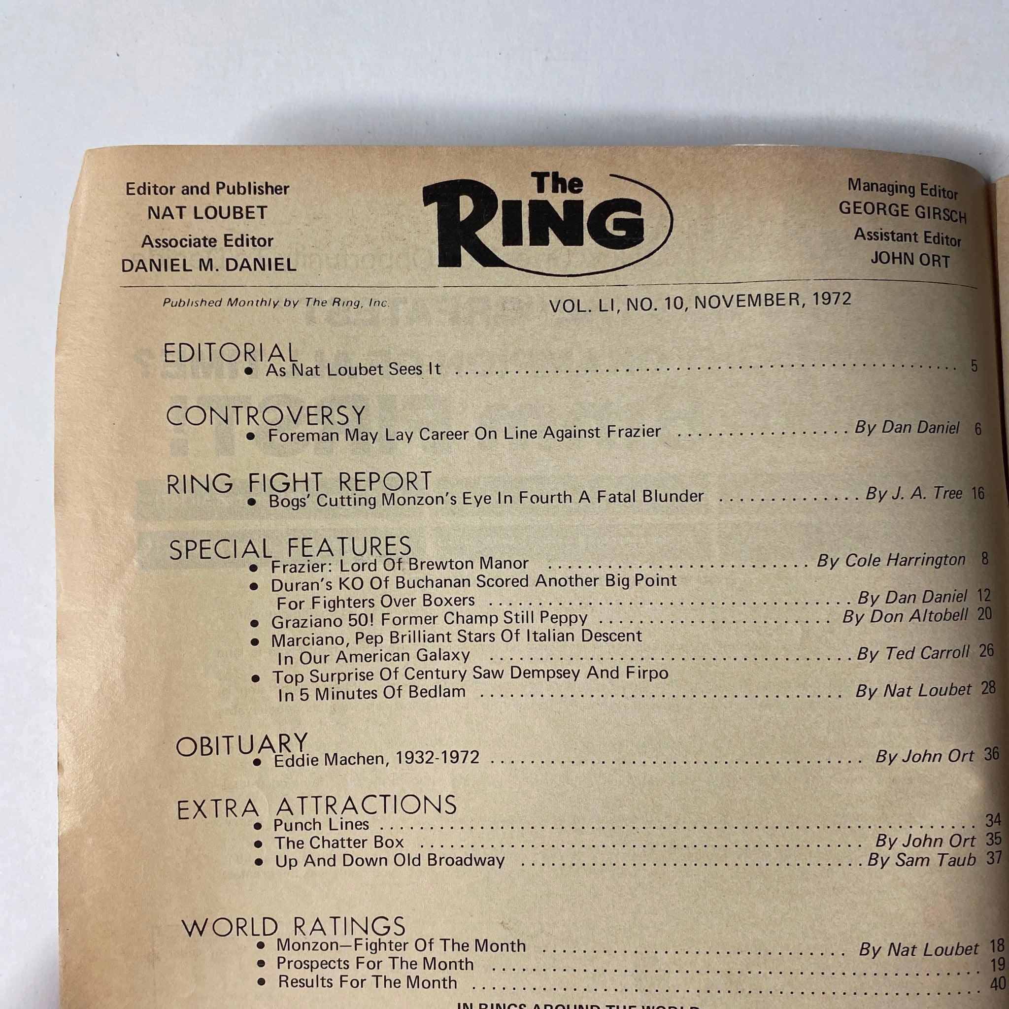 The Ring Magazine November 1972 Roberto Duran Cover No Label