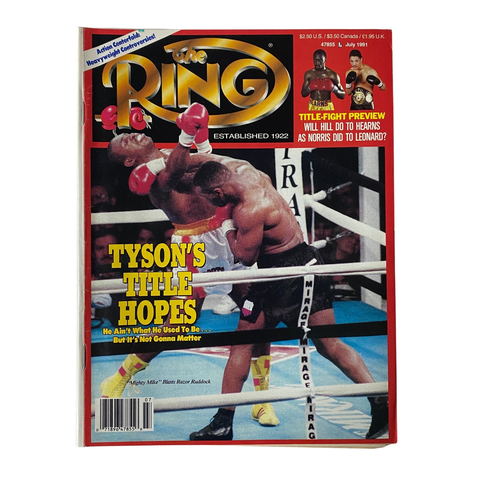 The Ring Magazine July 1991 cover featuring Mike Tyson vs Donovan Ruddock, highlighting Tyson's title hopes with a striking image of the boxing match.