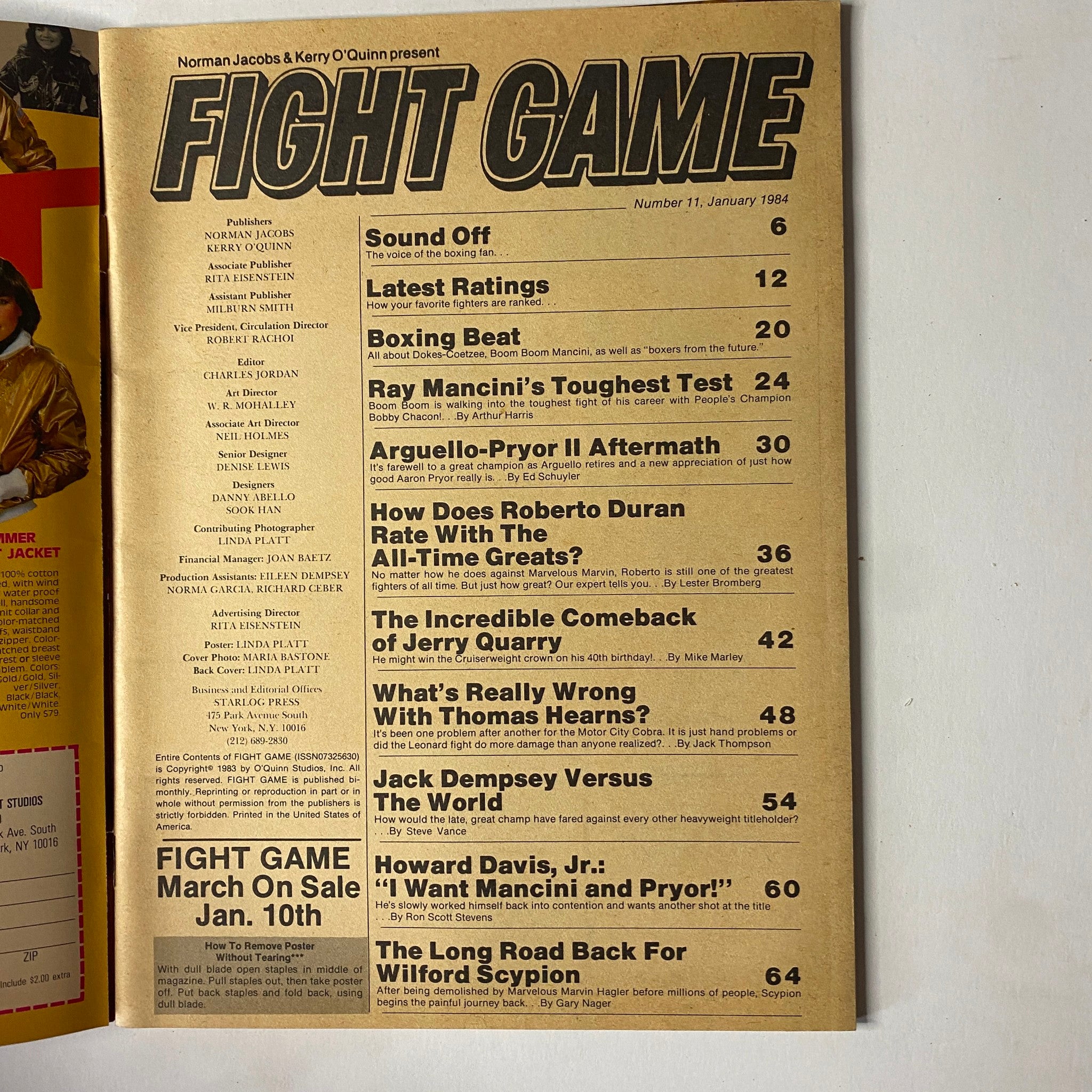 Fight Game Magazine January 1984 No. 11 Ray Mancini Cover No Label VG