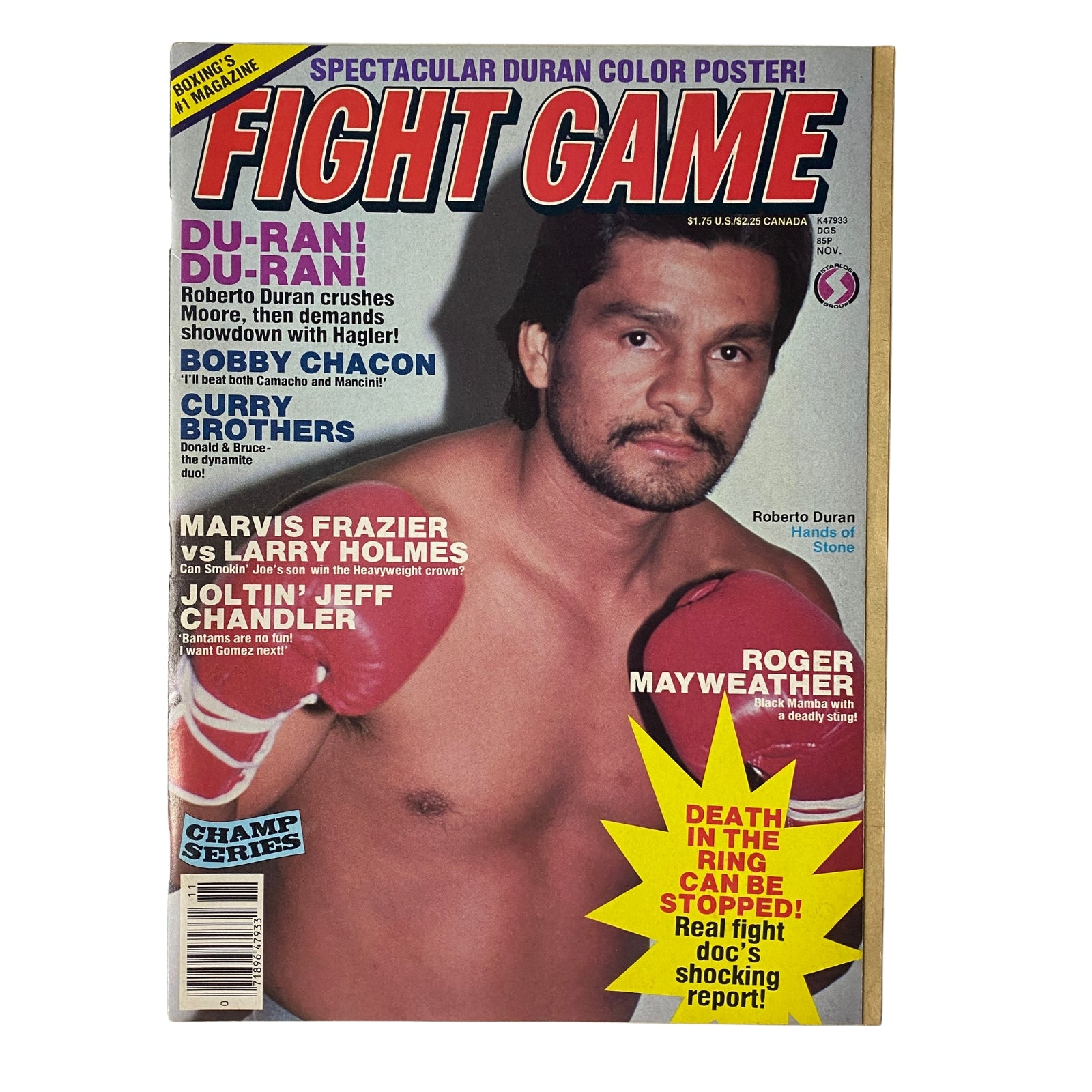 Fight Game Magazine November 1983 No. 10 Roberto Duran Cover No Label VG
