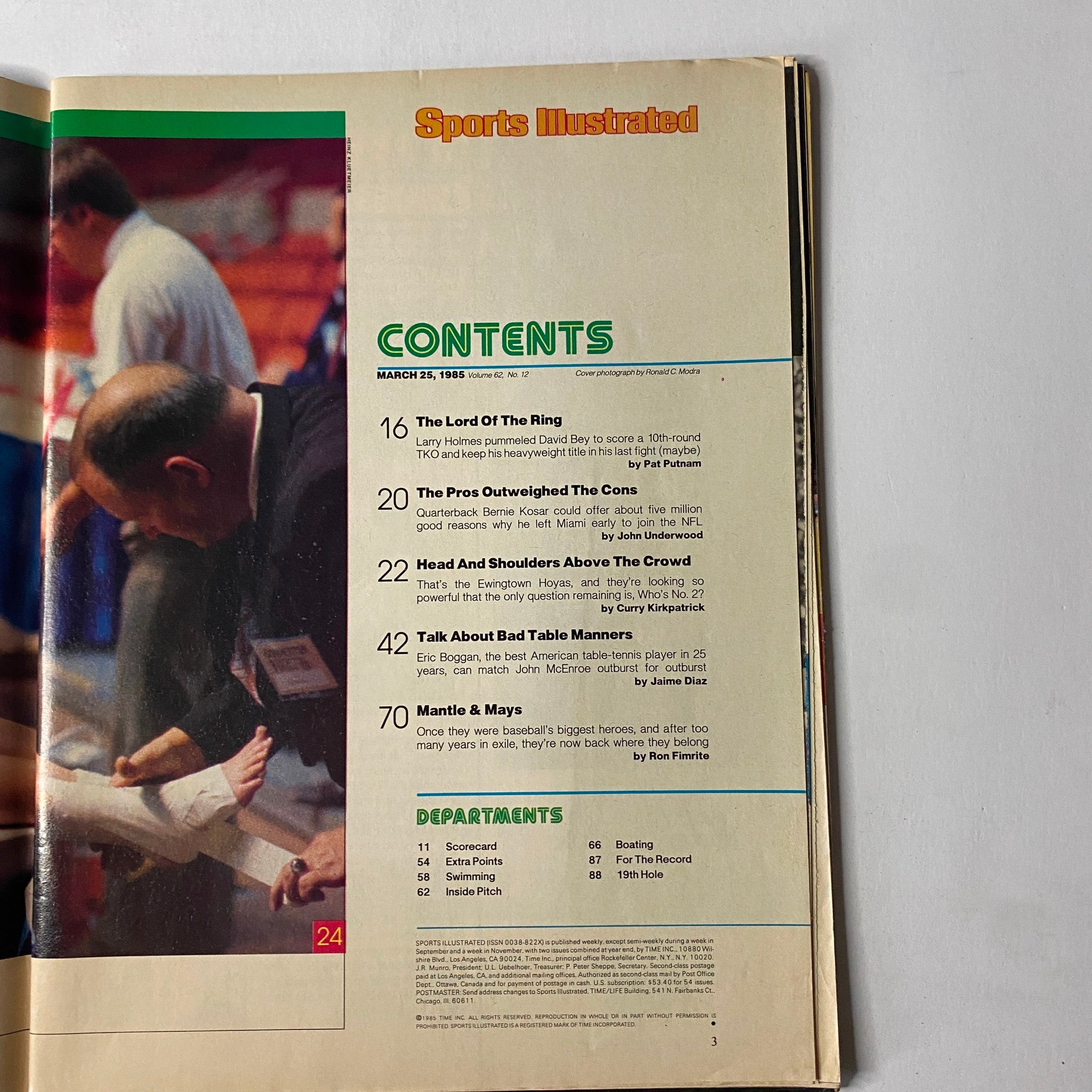 Sports Illustrated Magazine March 25, 1985 Mickey Mantle, Willie Mays No Label