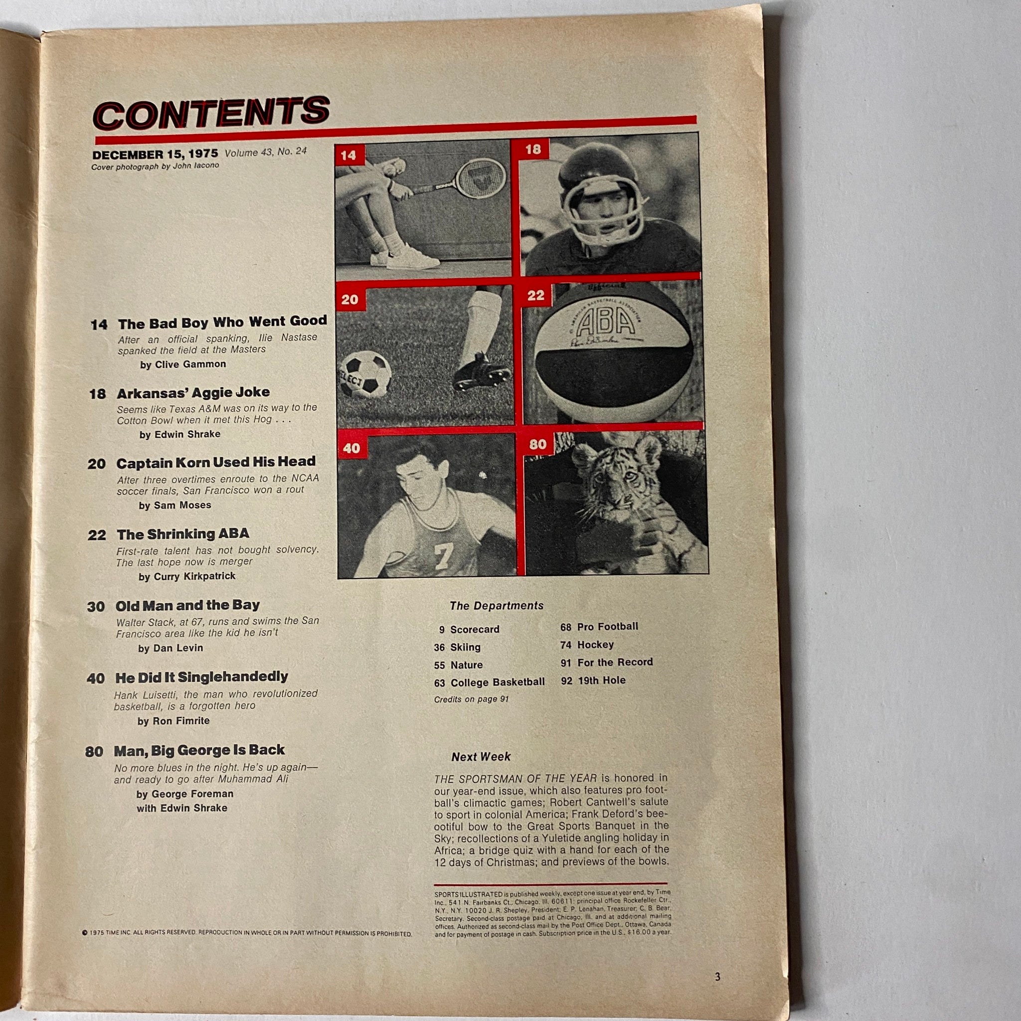 Sports Illustrated Magazine December 15, 1975 George Foreman Cover No Label