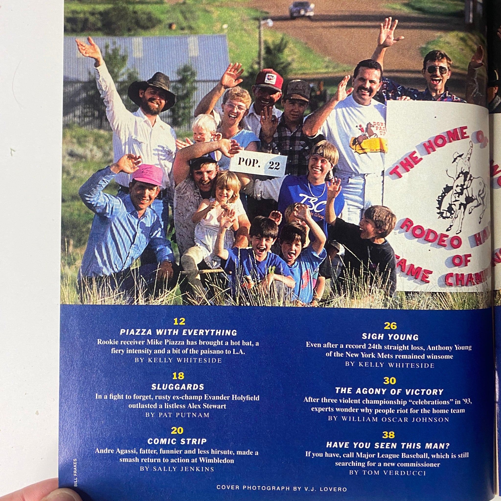 Inside page of Sports Illustrated Magazine July 5, 1993 highlighting articles including 'Piazza With Everything' by Kelly Whiteside and more. Features images related to sports articles.