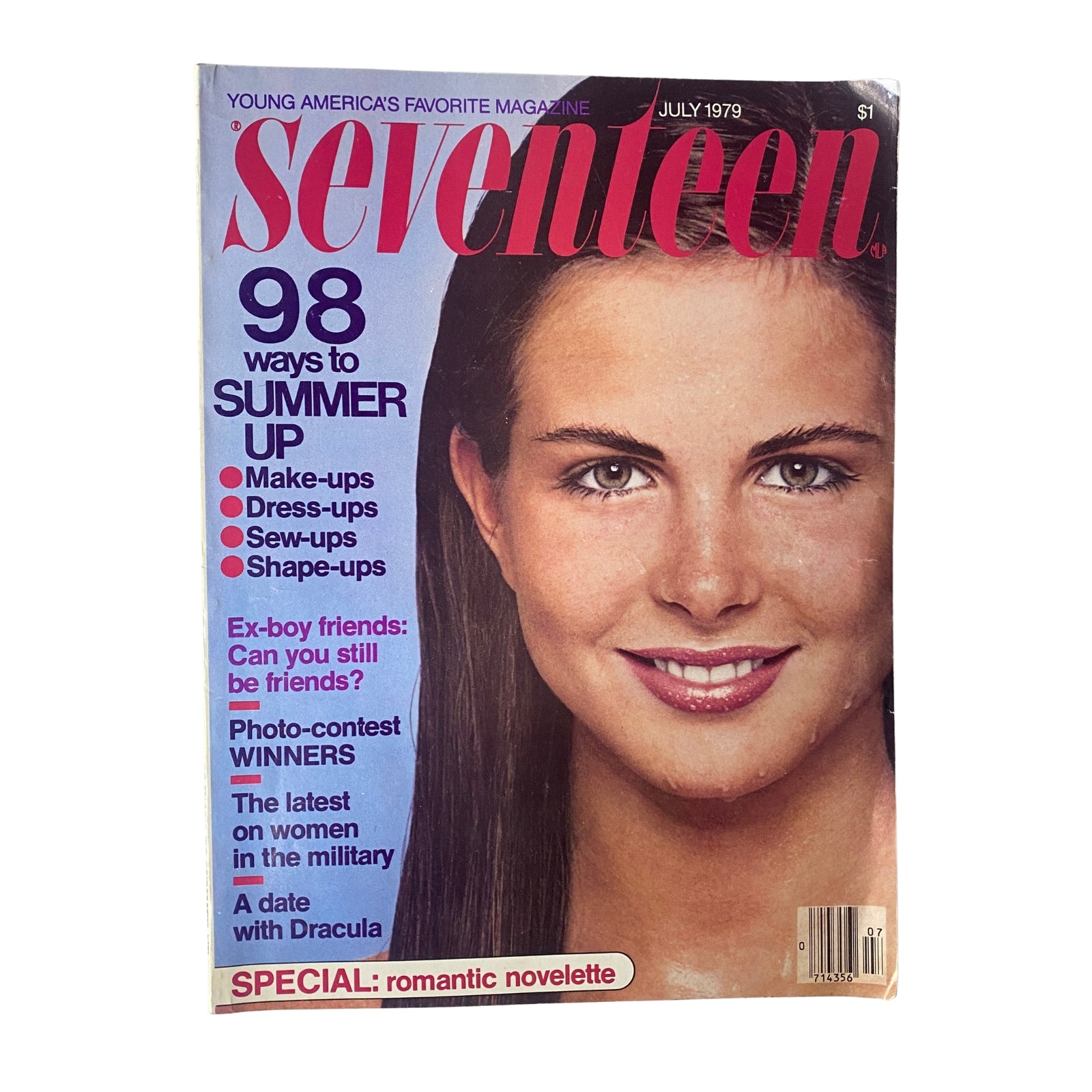 Seventeen Magazine July 1979 cover showcasing '98 Ways to Summer Up', featuring a smiling young woman, highlighting fashion, beauty, and articles relevant to the era.