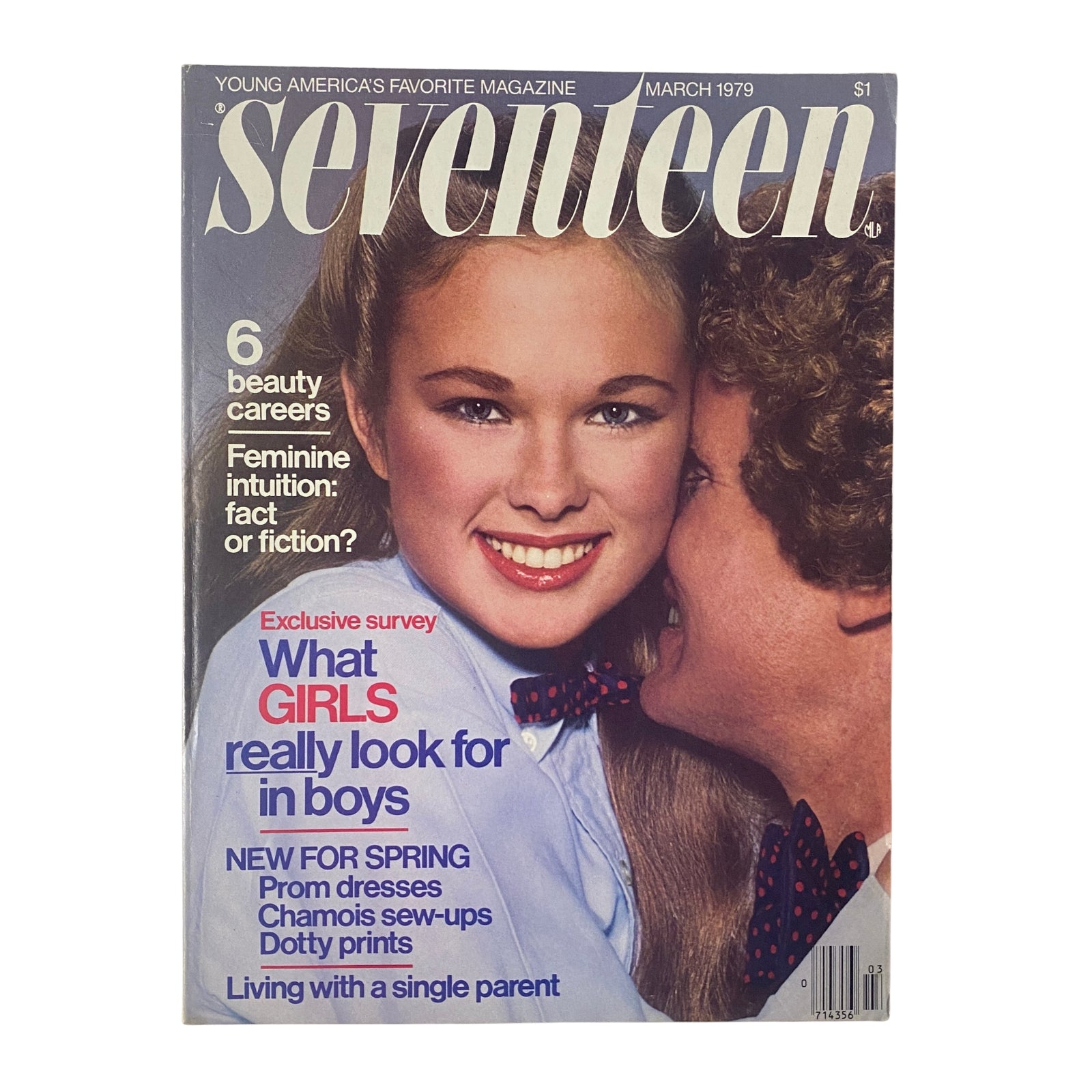 Cover of Seventeen Magazine March 1979 featuring the title 'Feminine Intuition: Fact or Fiction?' with a model showcasing beauty styles and a prom-themed look.