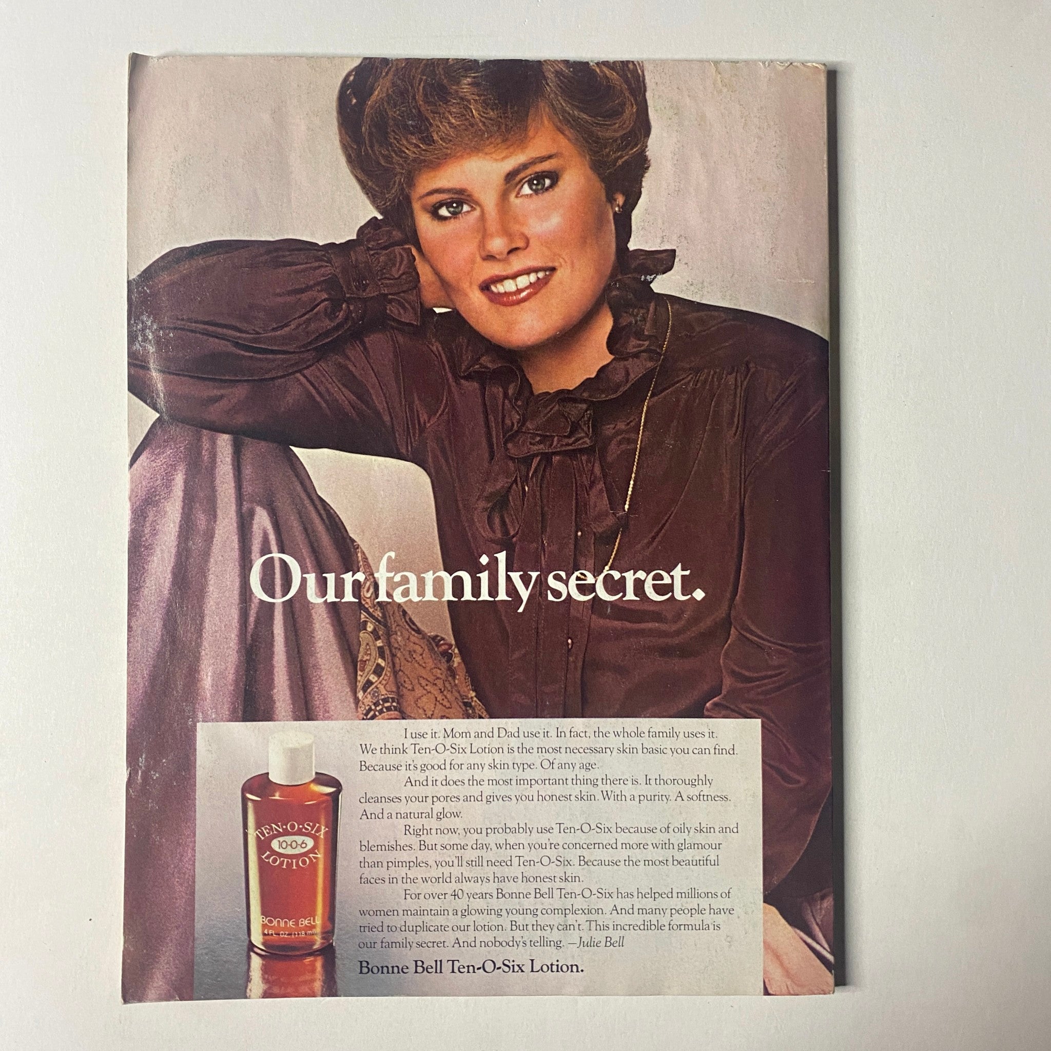 Advertisement for Bonne Bell Ten-O-Six Lotion featuring a model, from Seventeen Magazine January 1979, associated with the title 'Seventeen Magazine January 1979 Billy Joel Feature No Label VG'.